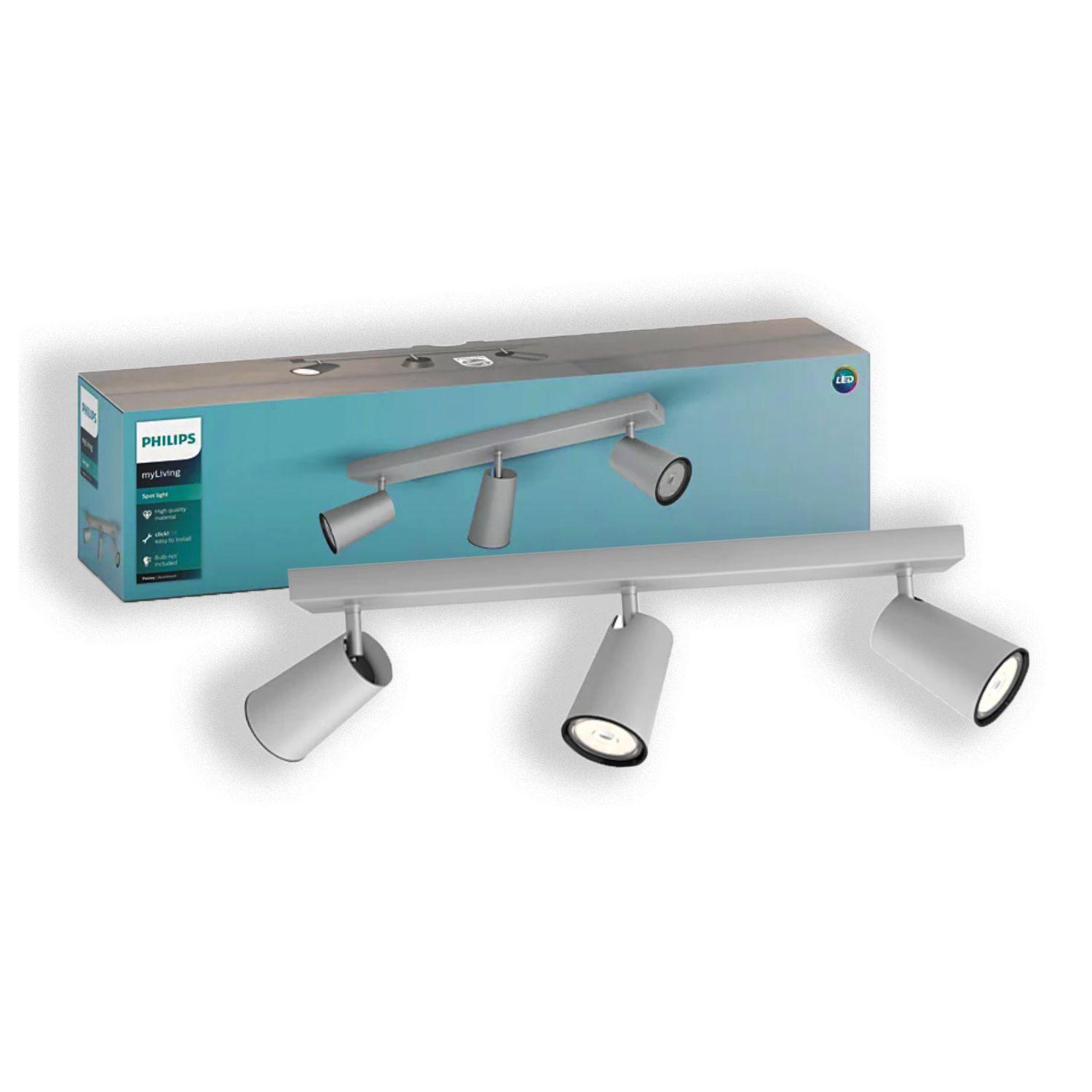 Foco Philips Pasley Spotlight Gris x3 GU10 Ampolletas Cálido-2