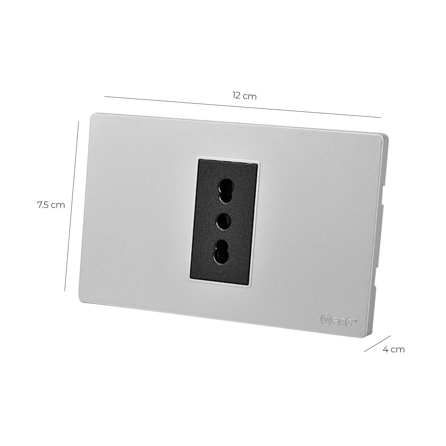 Pack 5 Tomacorriente Simple Metálico 16A - Gris/ Negro-2