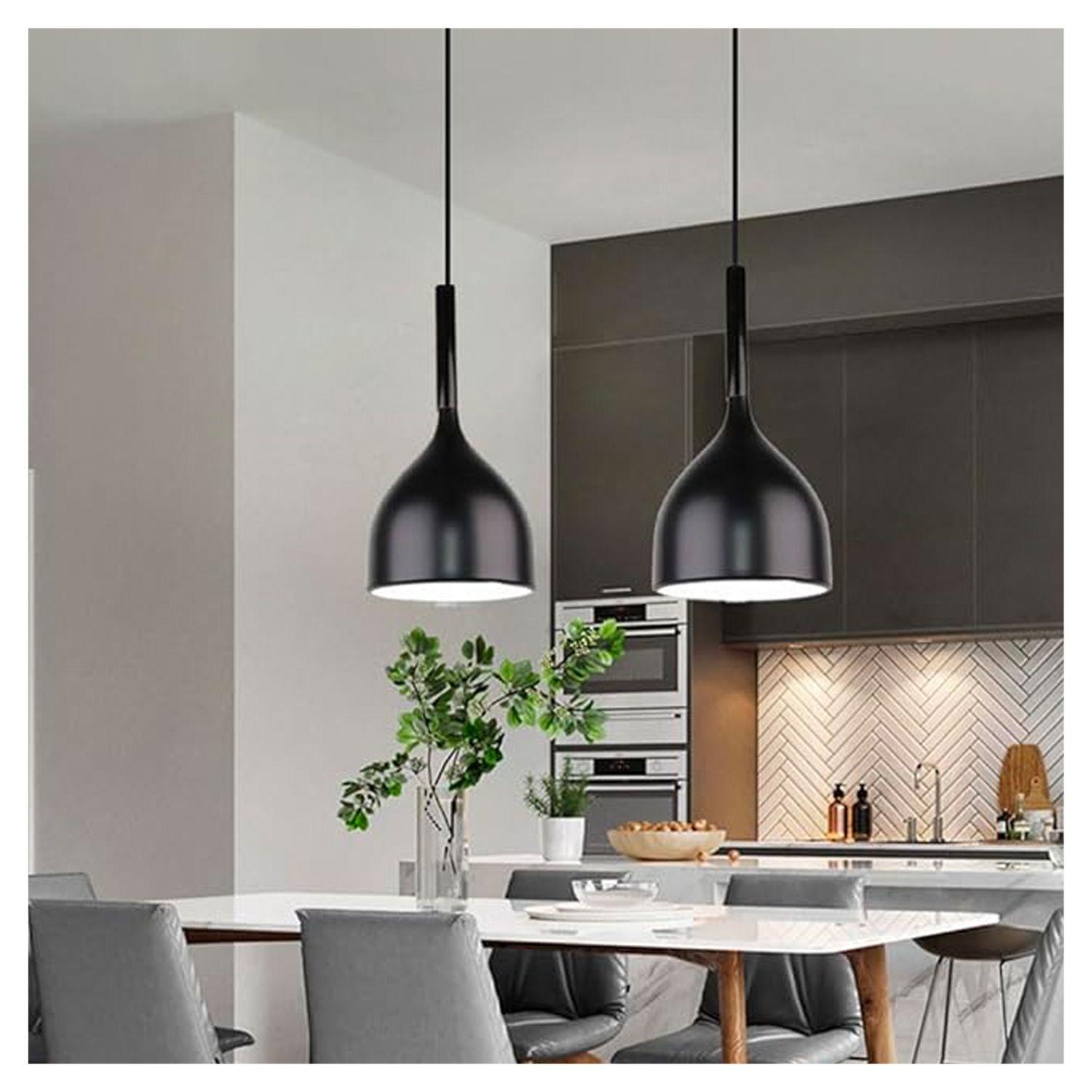 Lámpara Colgante Diseño Copa Negra E-27 Ampolleta Fría-4