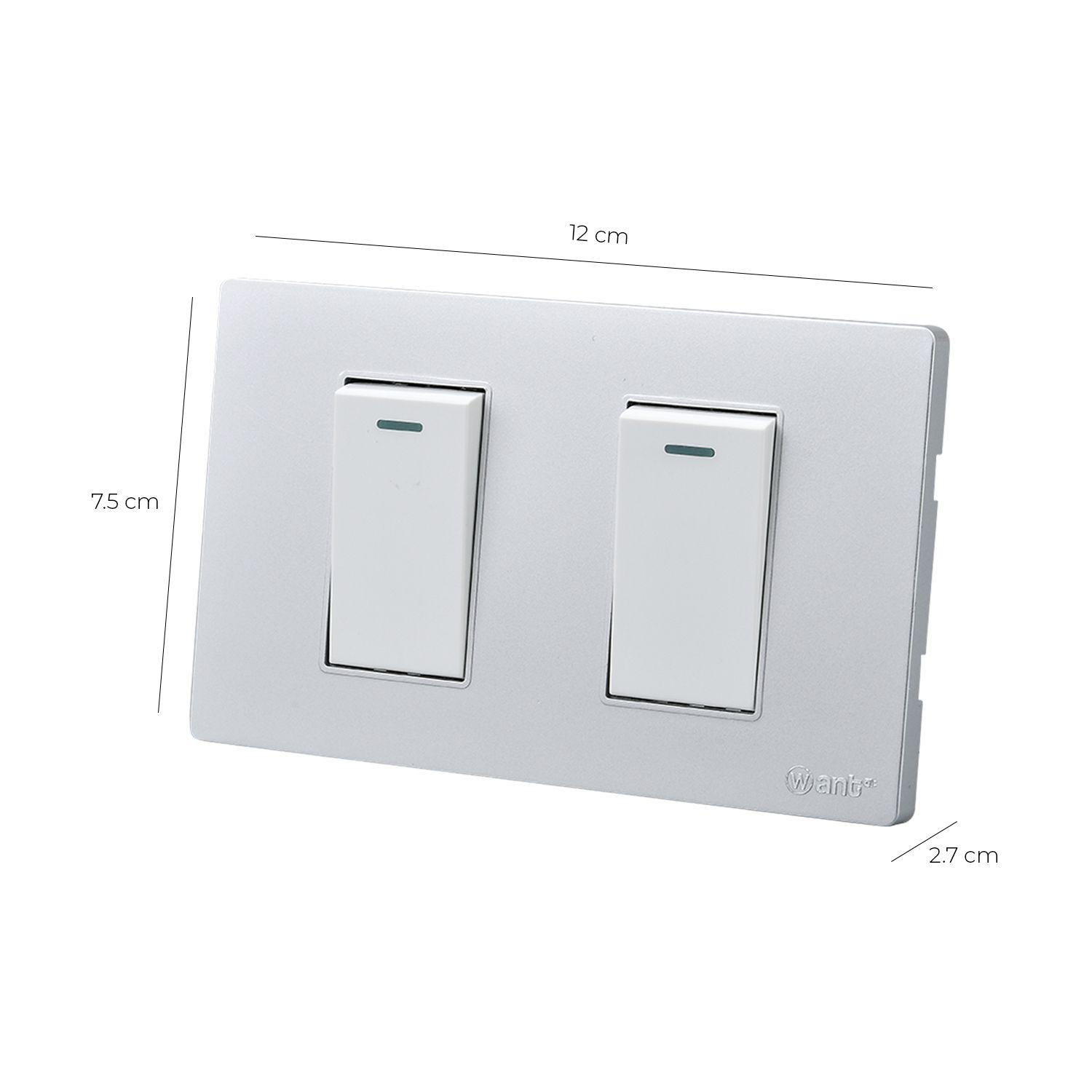 Pack 5 Interruptores Doble Metálico 9/24 16A - Gris - Blanco-2