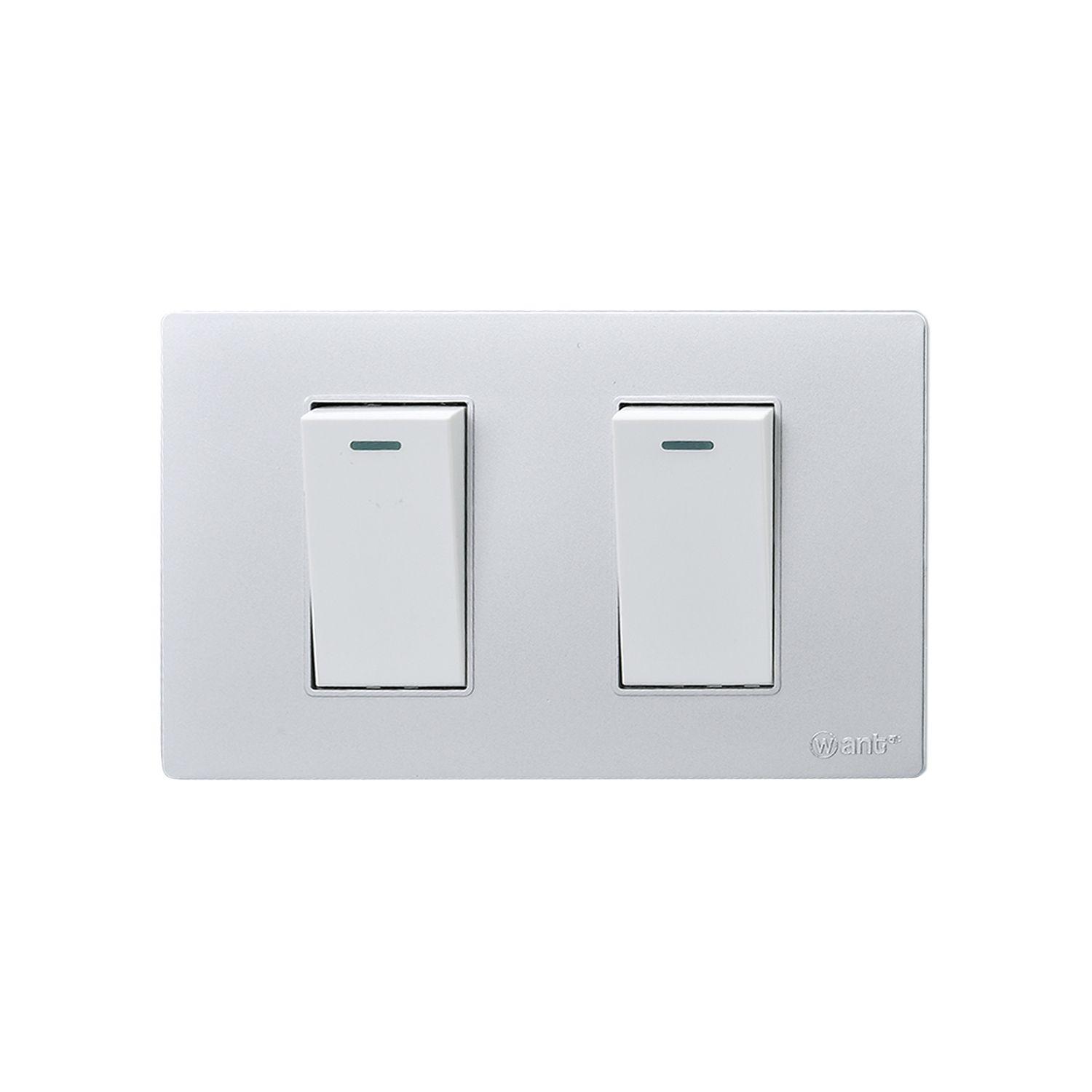 Pack 5 Interruptores Doble Metálico 9/24 16A - Gris - Blanco-3