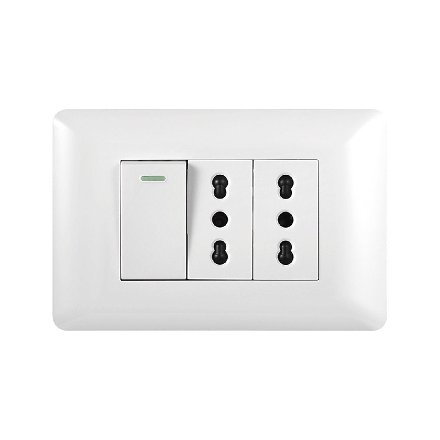 Pack 10 Tomacorriente 10/16A 250V + Interruptor 9/12 10A-1