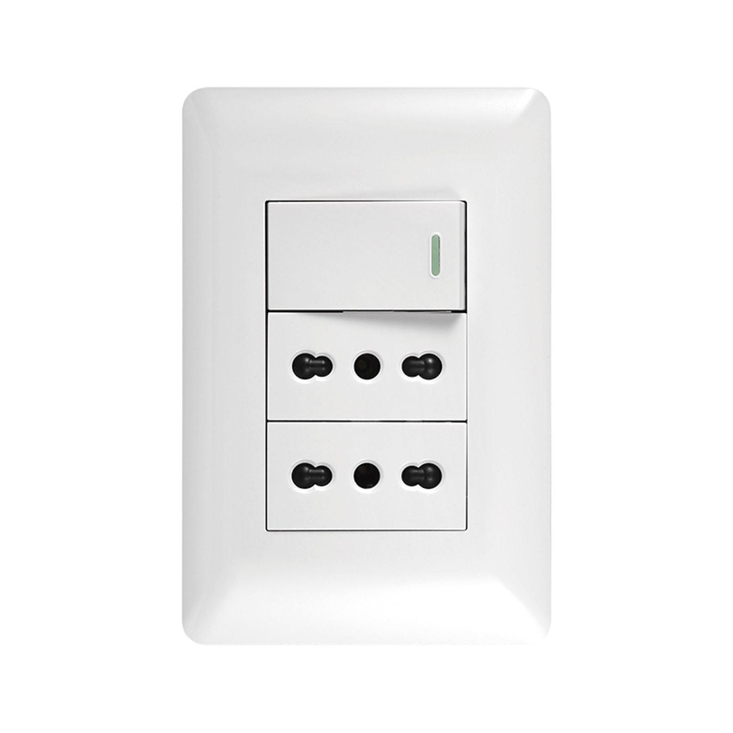 Pack 10 Tomacorriente 10/16A 250V + Interruptor 9/12 10A-2