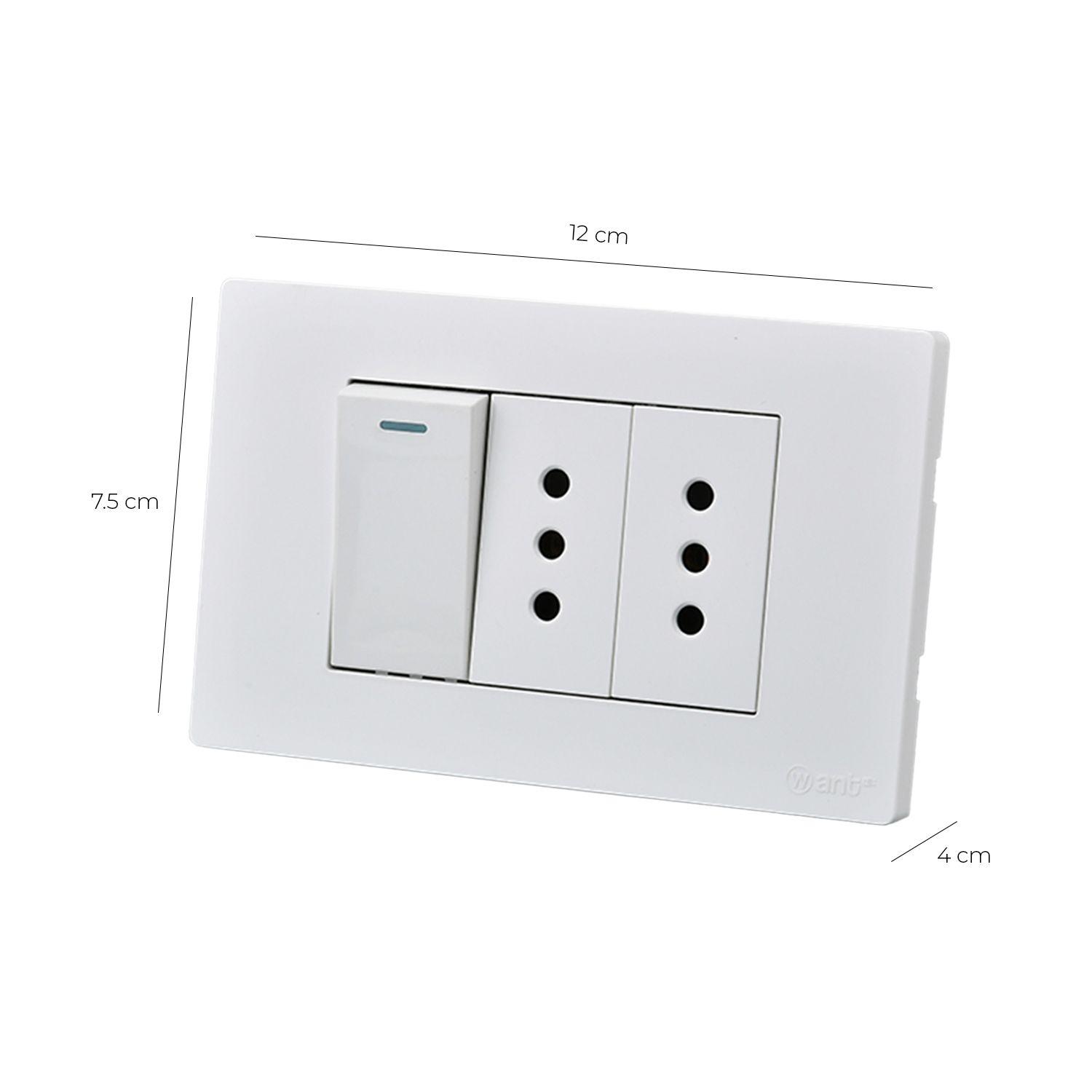 Pack 5 Interruptor 1* 9/12 16A y Tomacorriente 2* 10A - Blanco-2