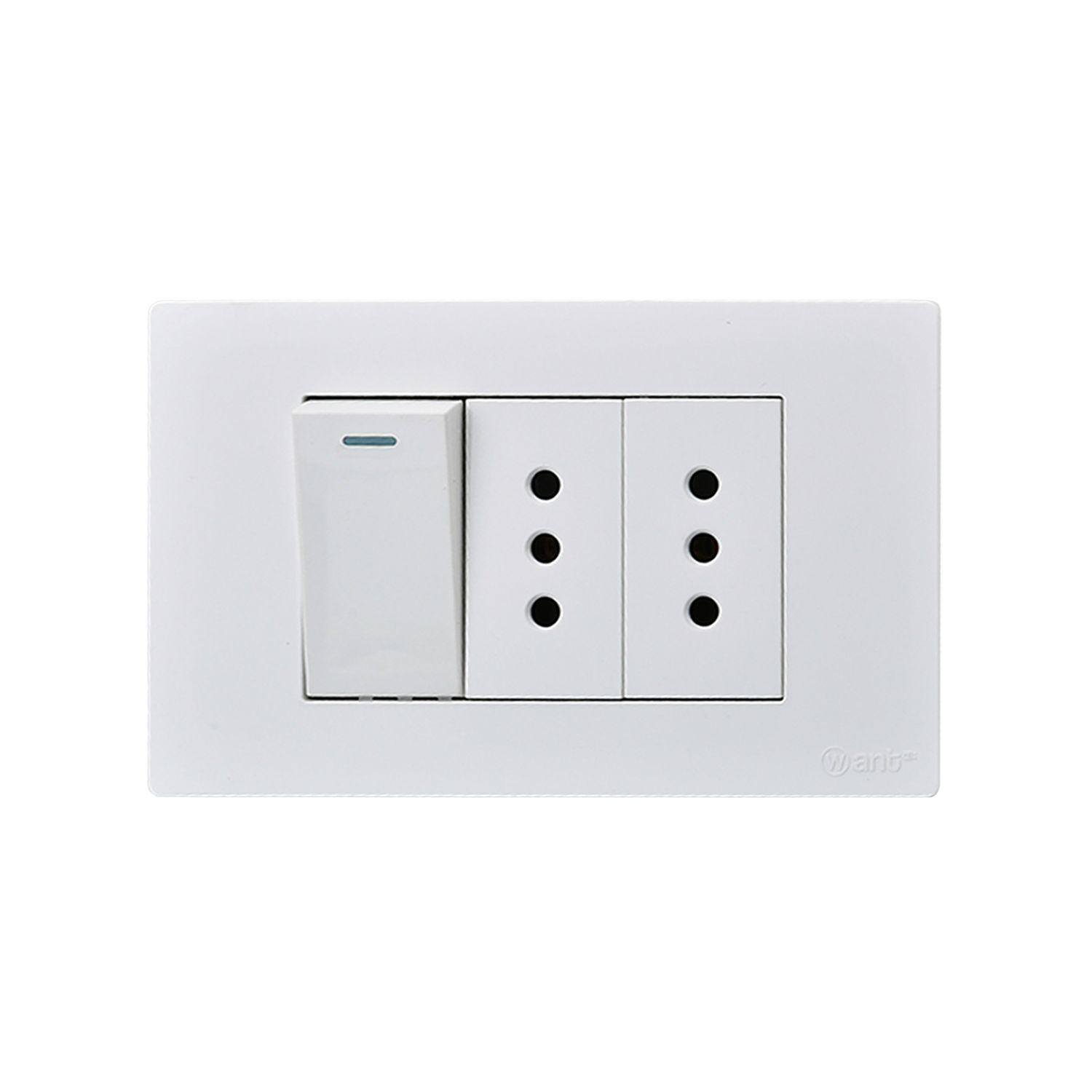 Pack 5 Interruptor 1* 9/12 16A y Tomacorriente 2* 10A - Blanco-3