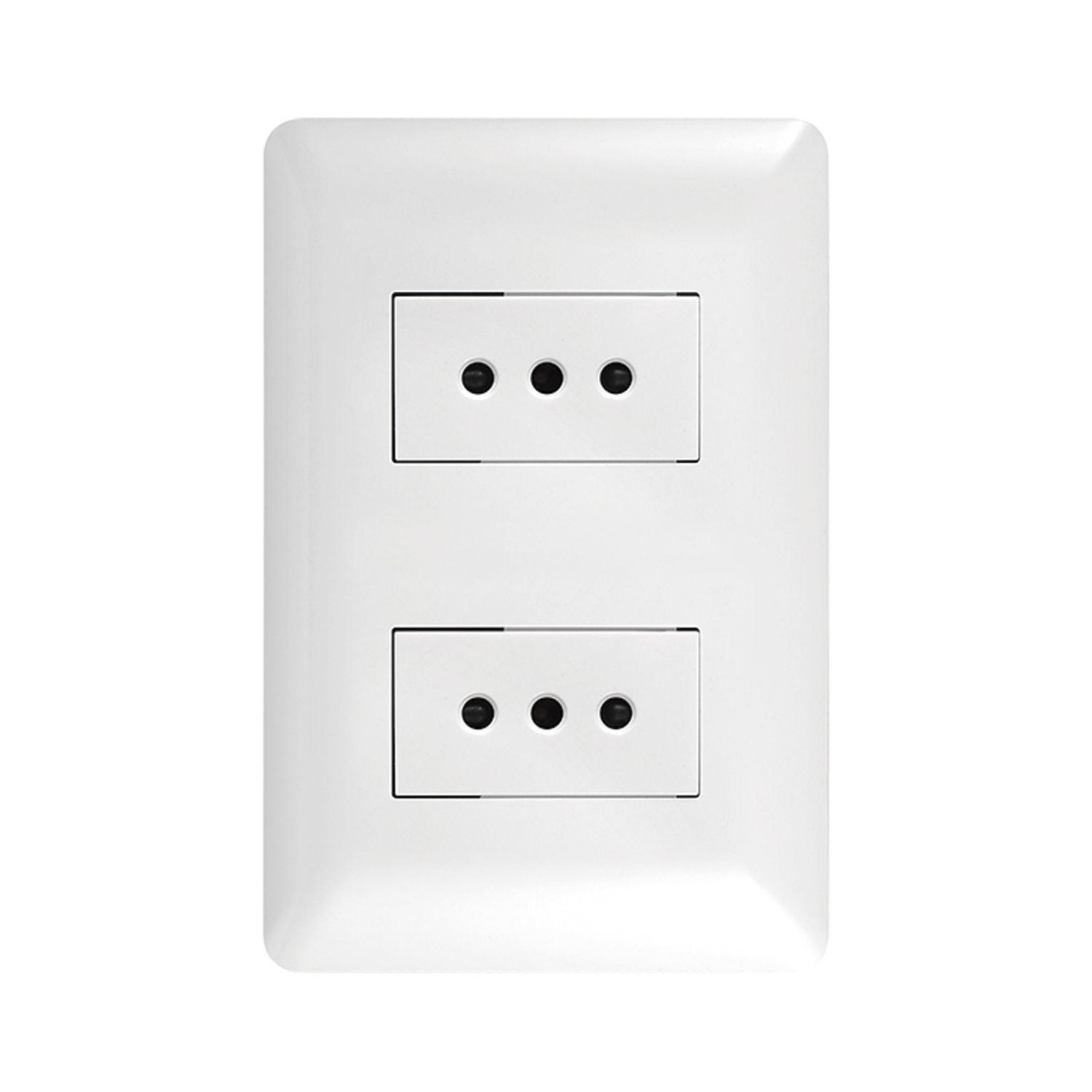Pack 3 Tomacorriente Doble 10A 250V Blanco-2
