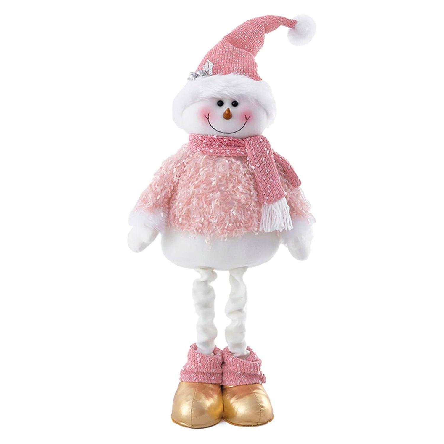 Mono Nieve Navidad Patas Largas Rosado 70 cms-0