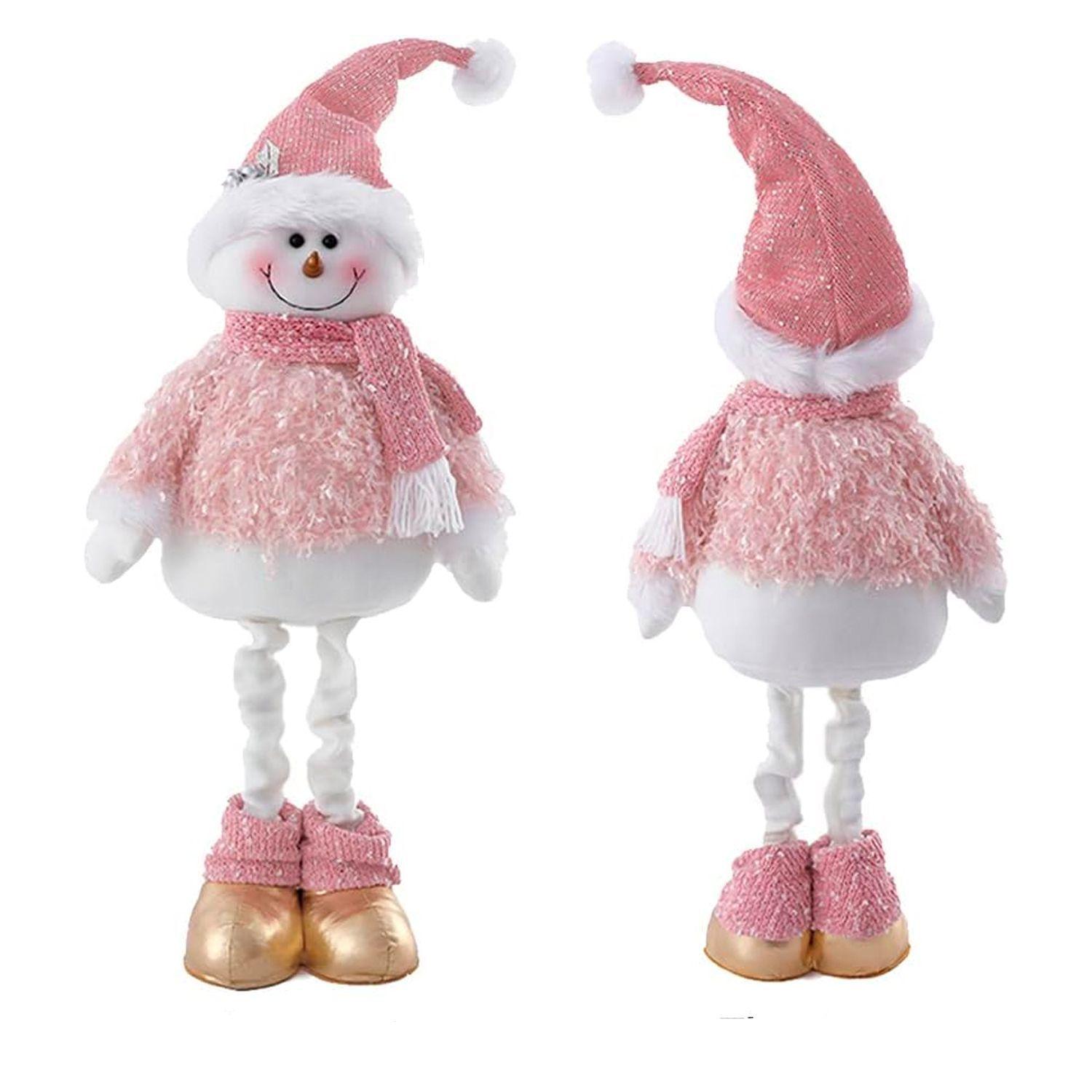 Mono Nieve Navidad Patas Largas Rosado 70 cms-2