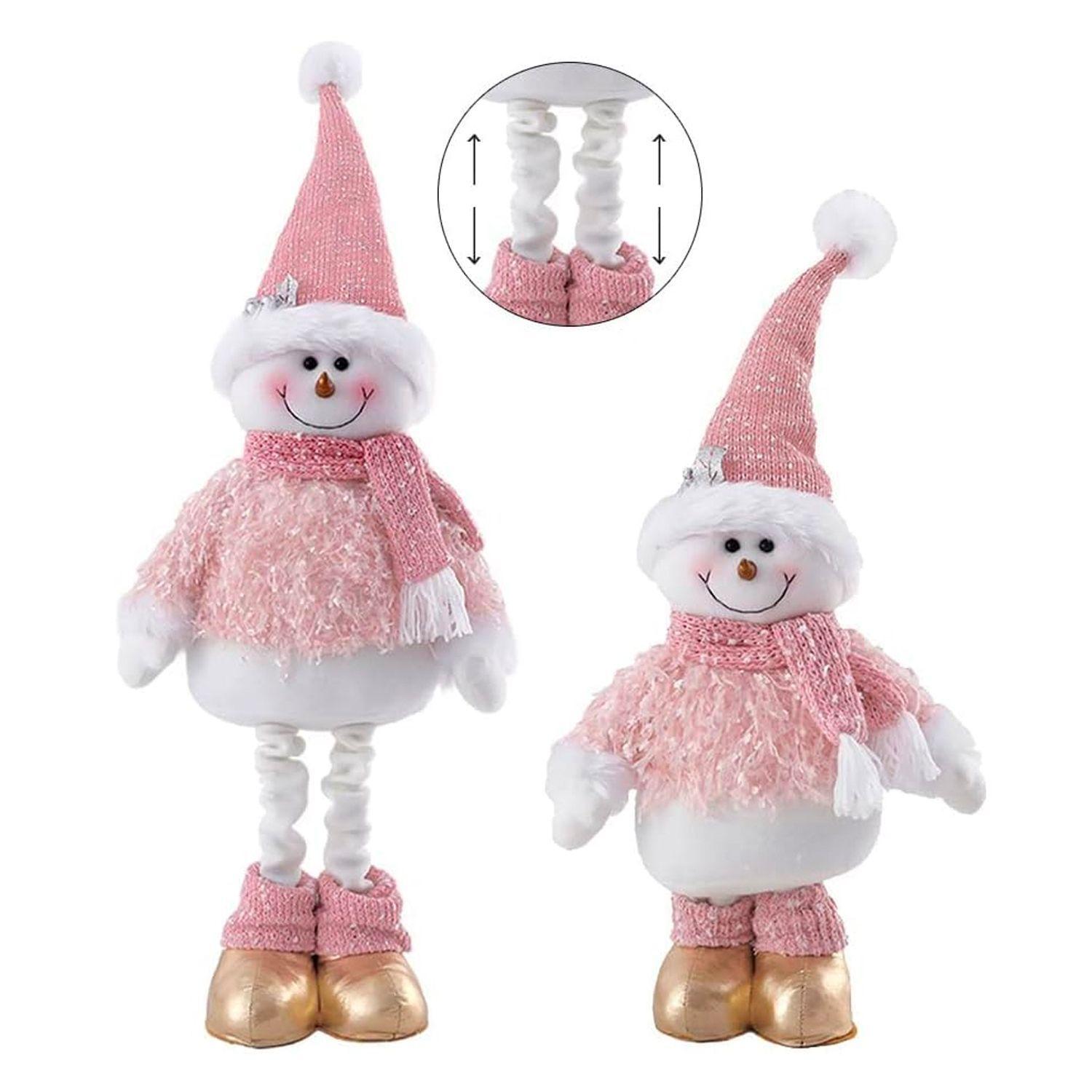 Mono Nieve Navidad Patas Largas Rosado 70 cms-1