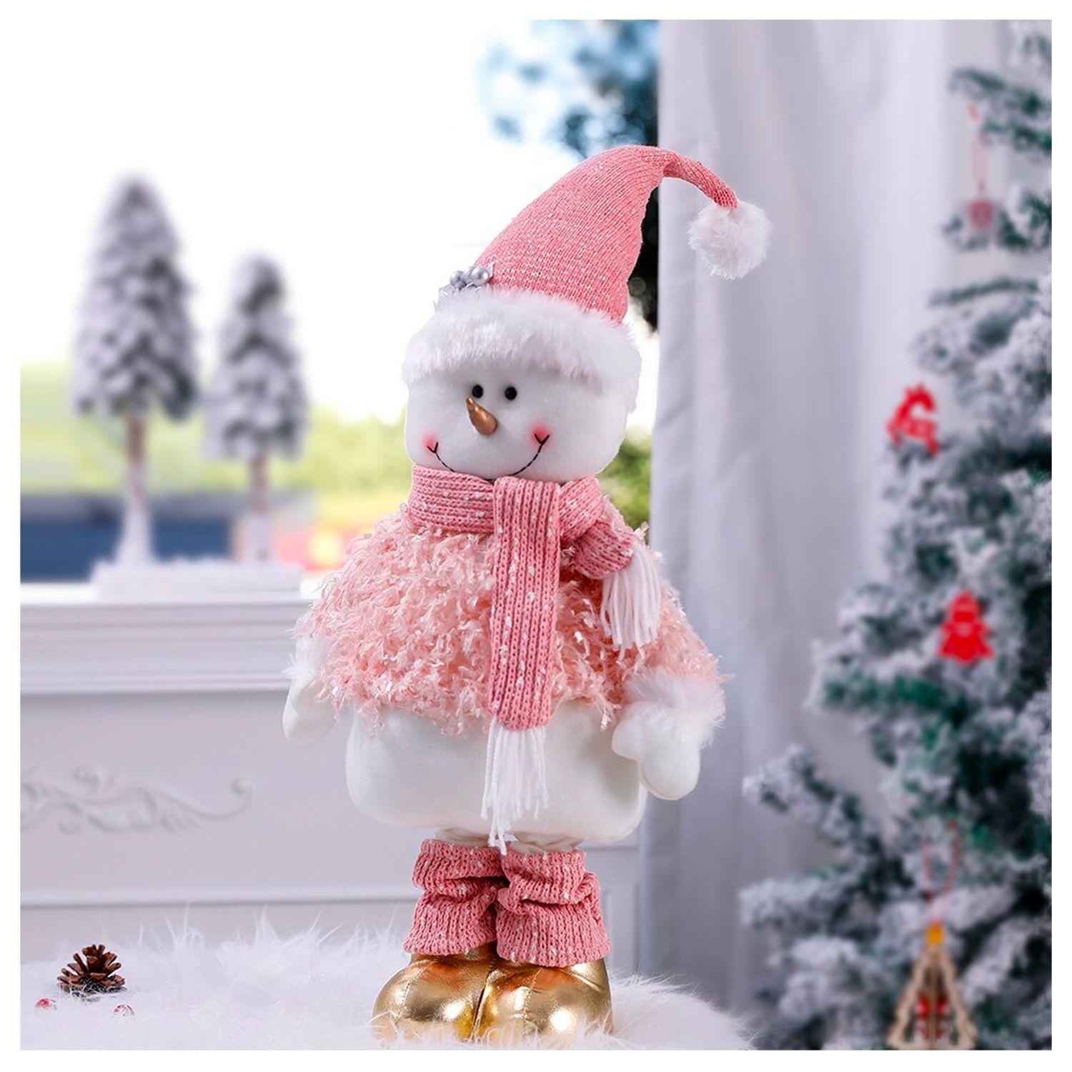 Mono Nieve Navidad Patas Largas Rosado 70 cms-4