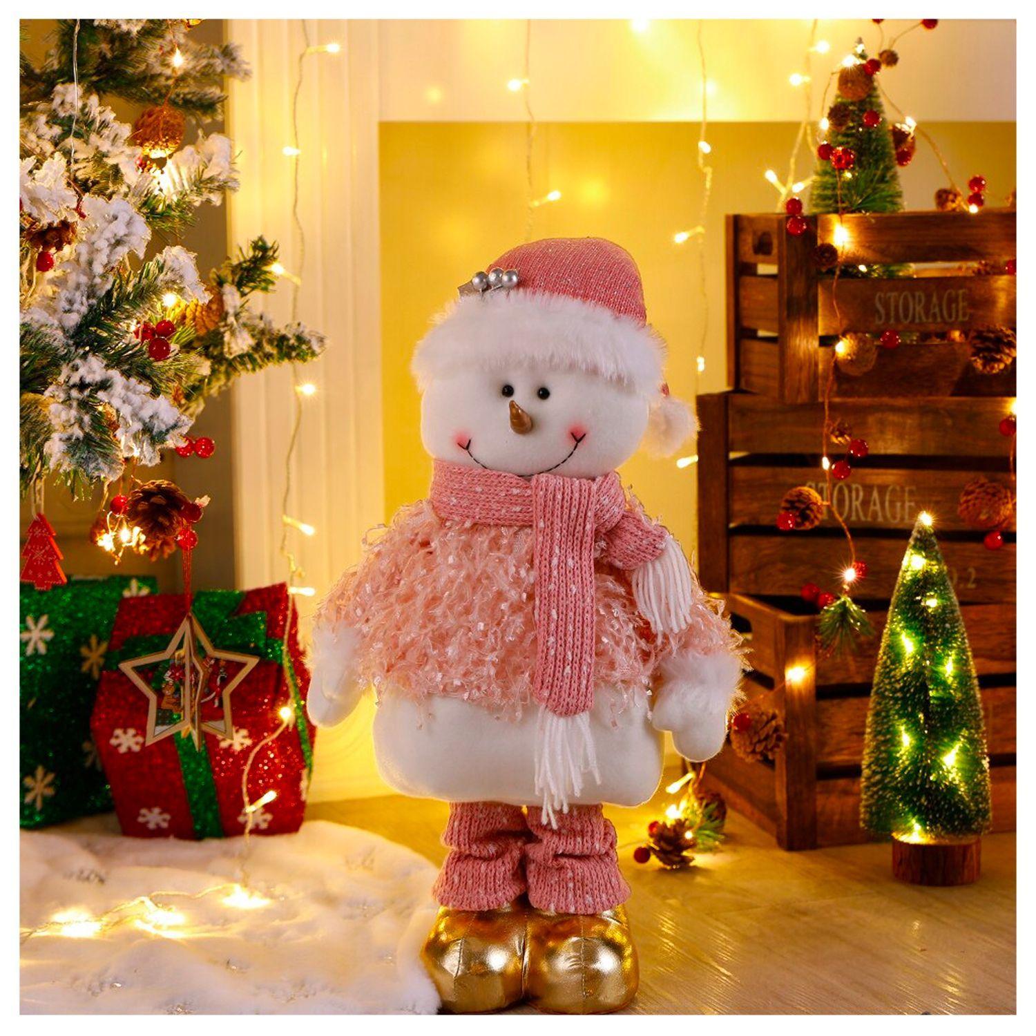 Mono Nieve Navidad Patas Largas Rosado 70 cms-6