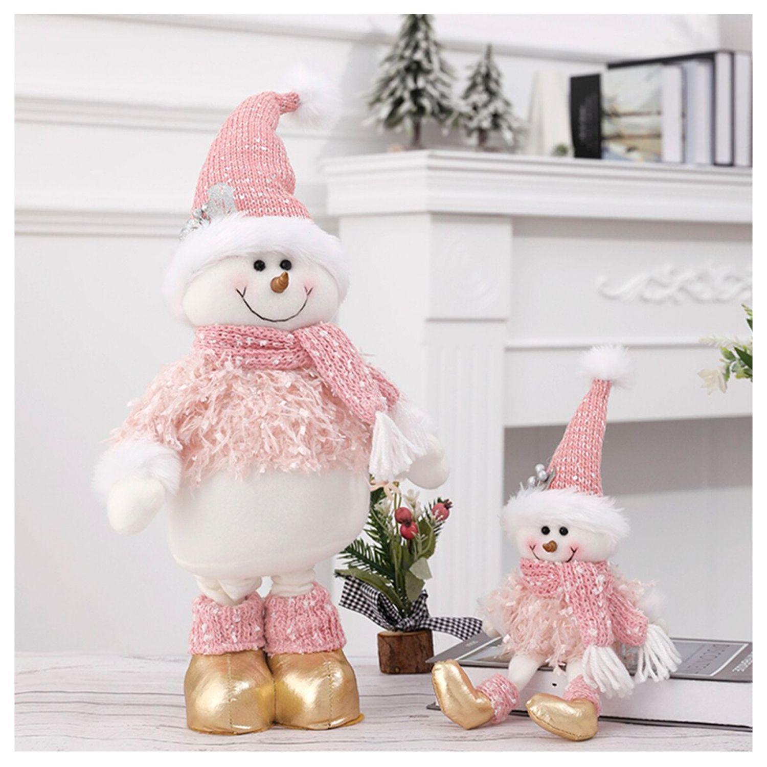 Mono Nieve Navidad Patas Largas Rosado 70 cms-5