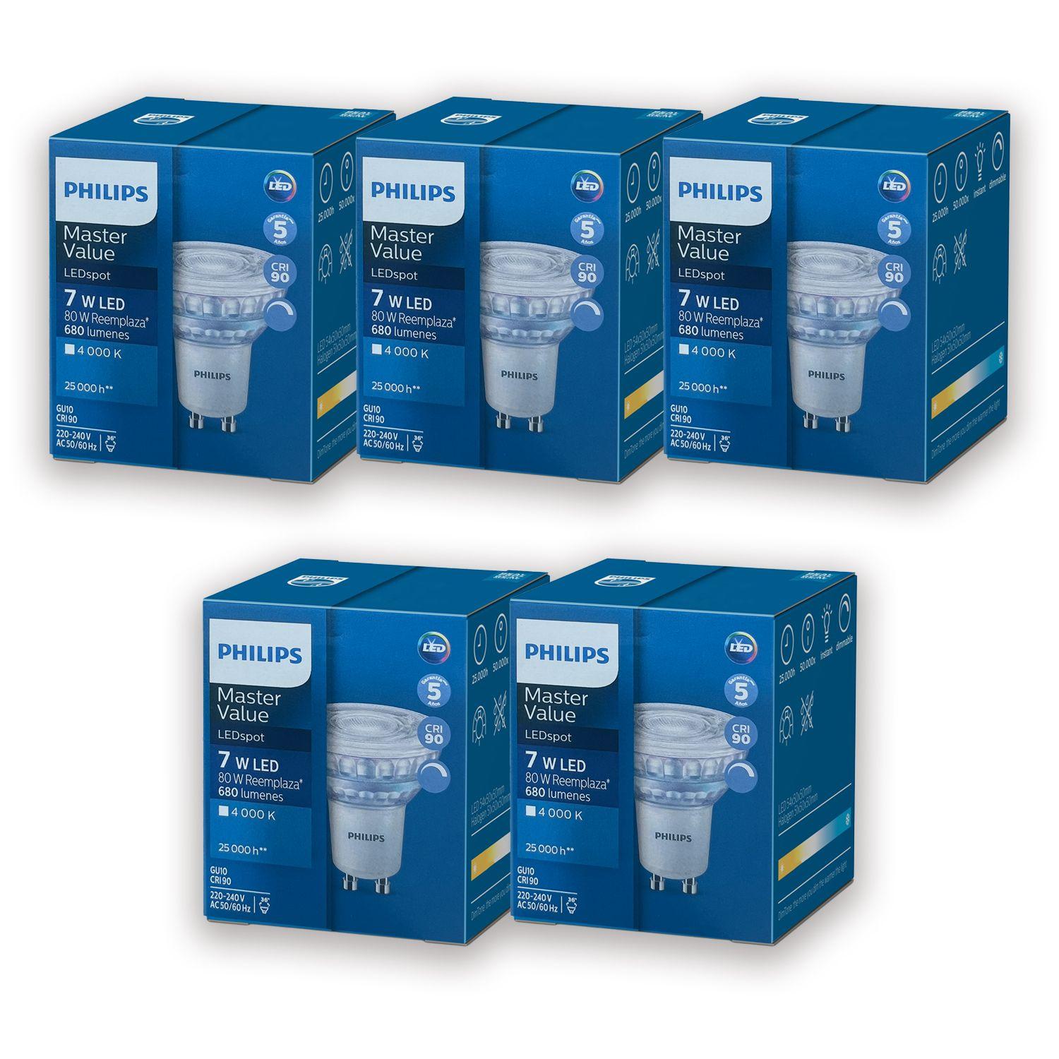 Pack 5 Ampolleta Philips Dimeable MasLed Spot VLE 7W GU10 - Neutro-3