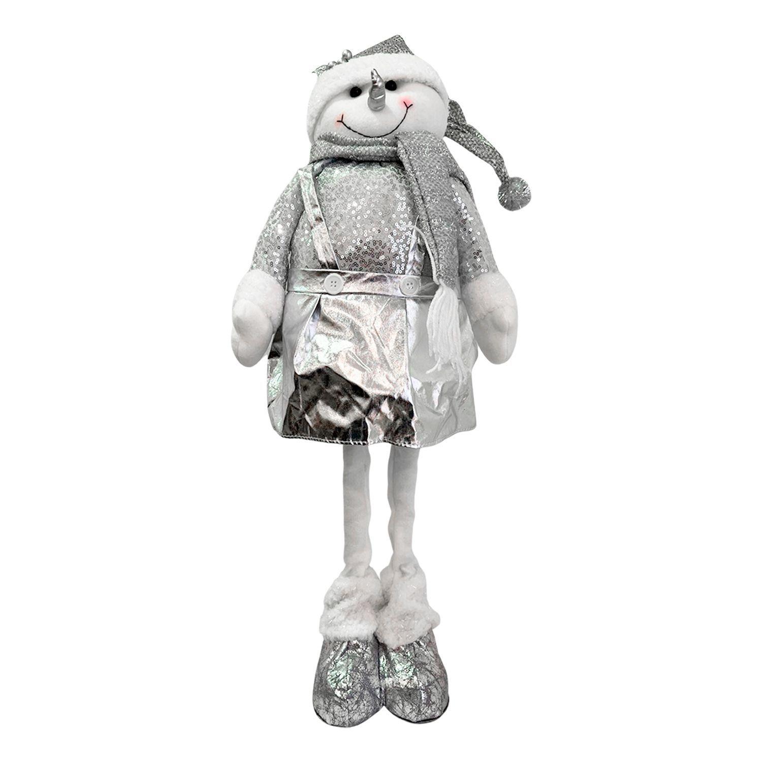 Mono Nieve Navidad Patas Largas Plateado 45 cm-0