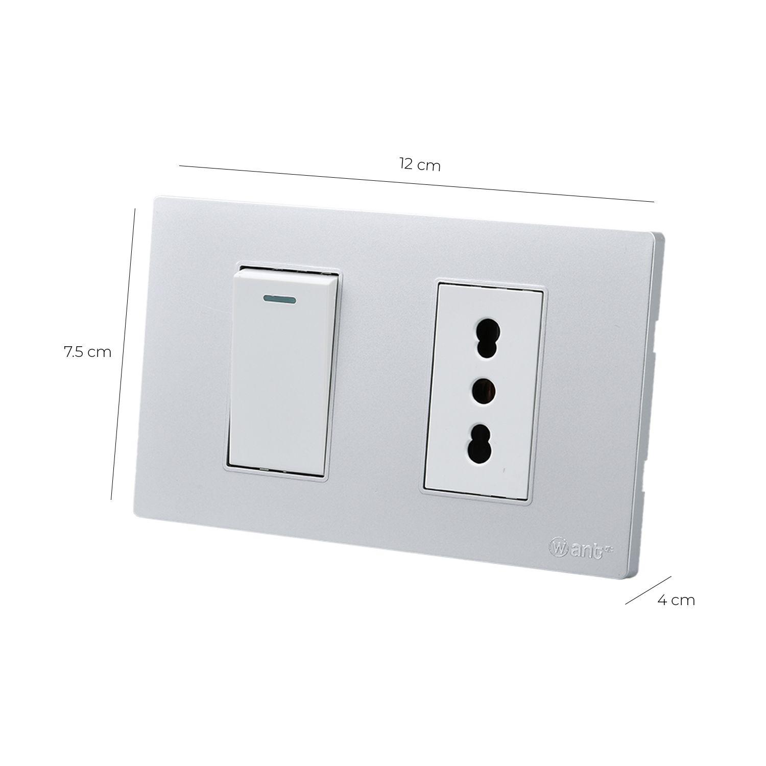 Pack 10 Interruptor 1* 9/12 16A y Tomacorriente 1* 16A - Gris - Blanco-2