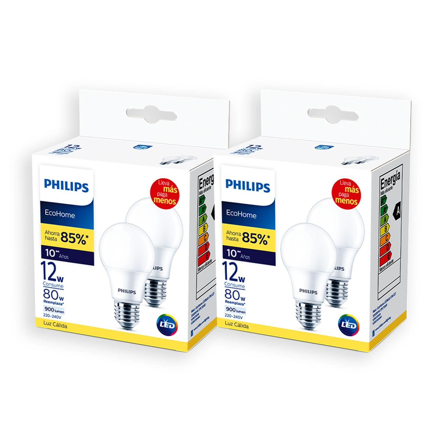 Pack 4 Ampolletas Philips Eco Home Led Bulb 12W E27 - Cálido-3