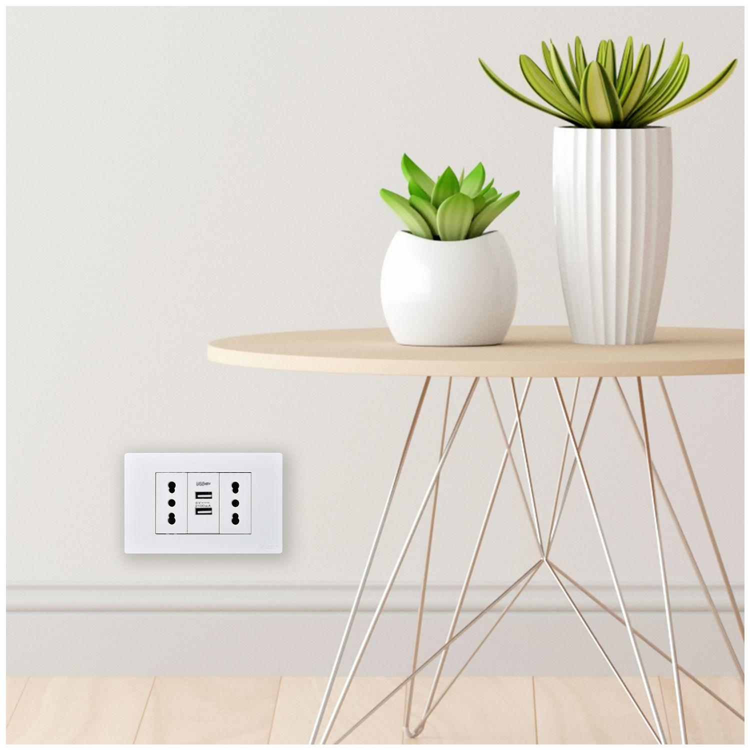 Pack 20 Módulo USB Doble Metálico 250V - Blanco-4