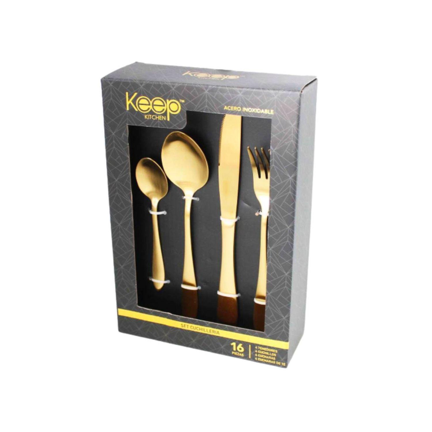 Set de Cubiertos Gold 16 pcs - Keep-0