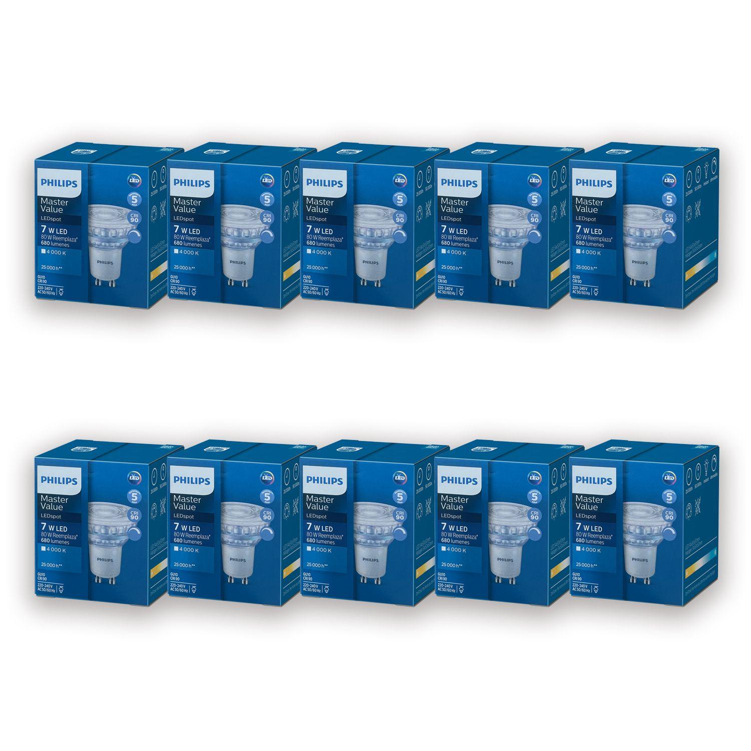 Pack 10 Ampolleta Philips Dimeable MasLed Spot VLE 7W GU10 - Neutro-3