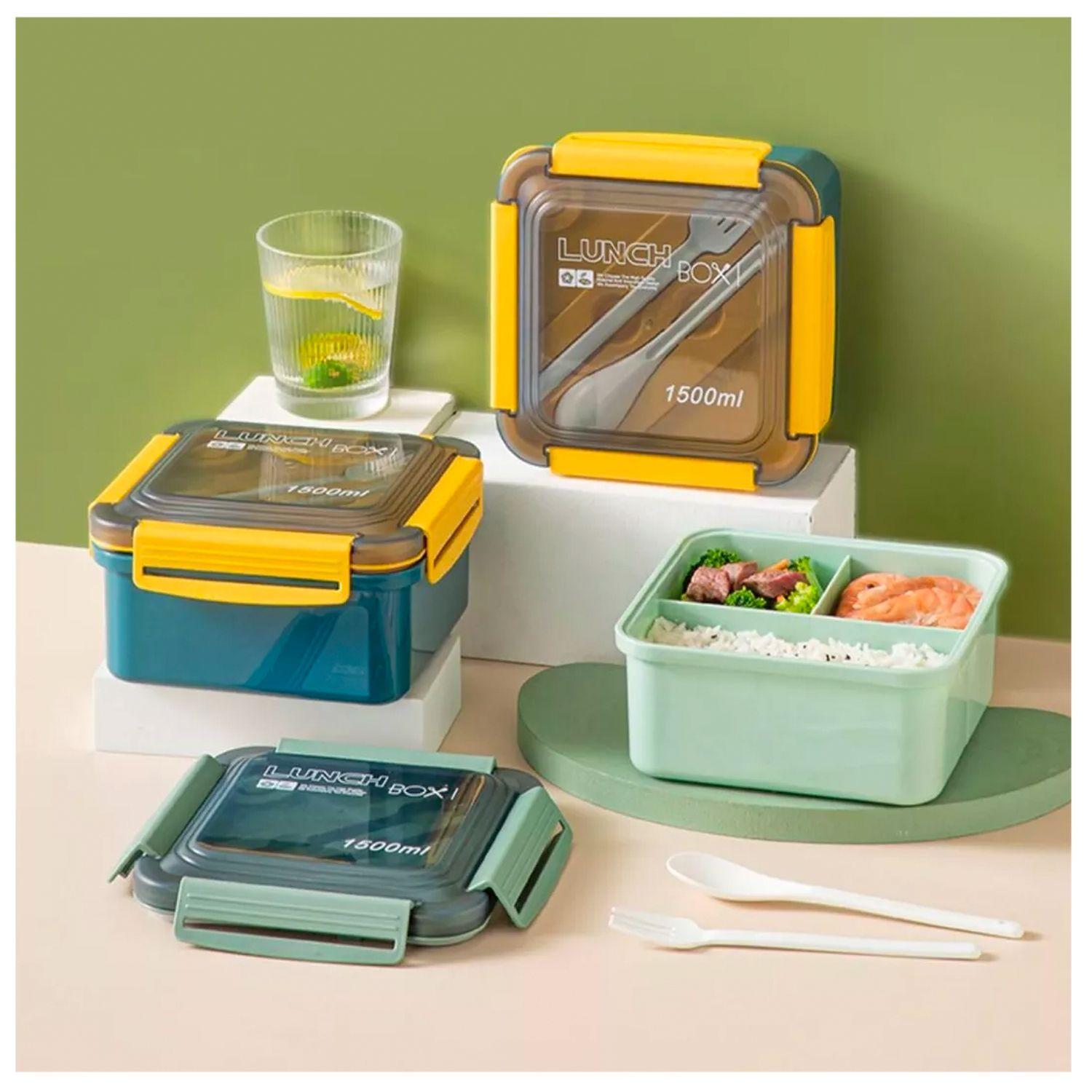 Taper Contenedor Plástico "Lunch Box" + Cubiertos 1500ml-4