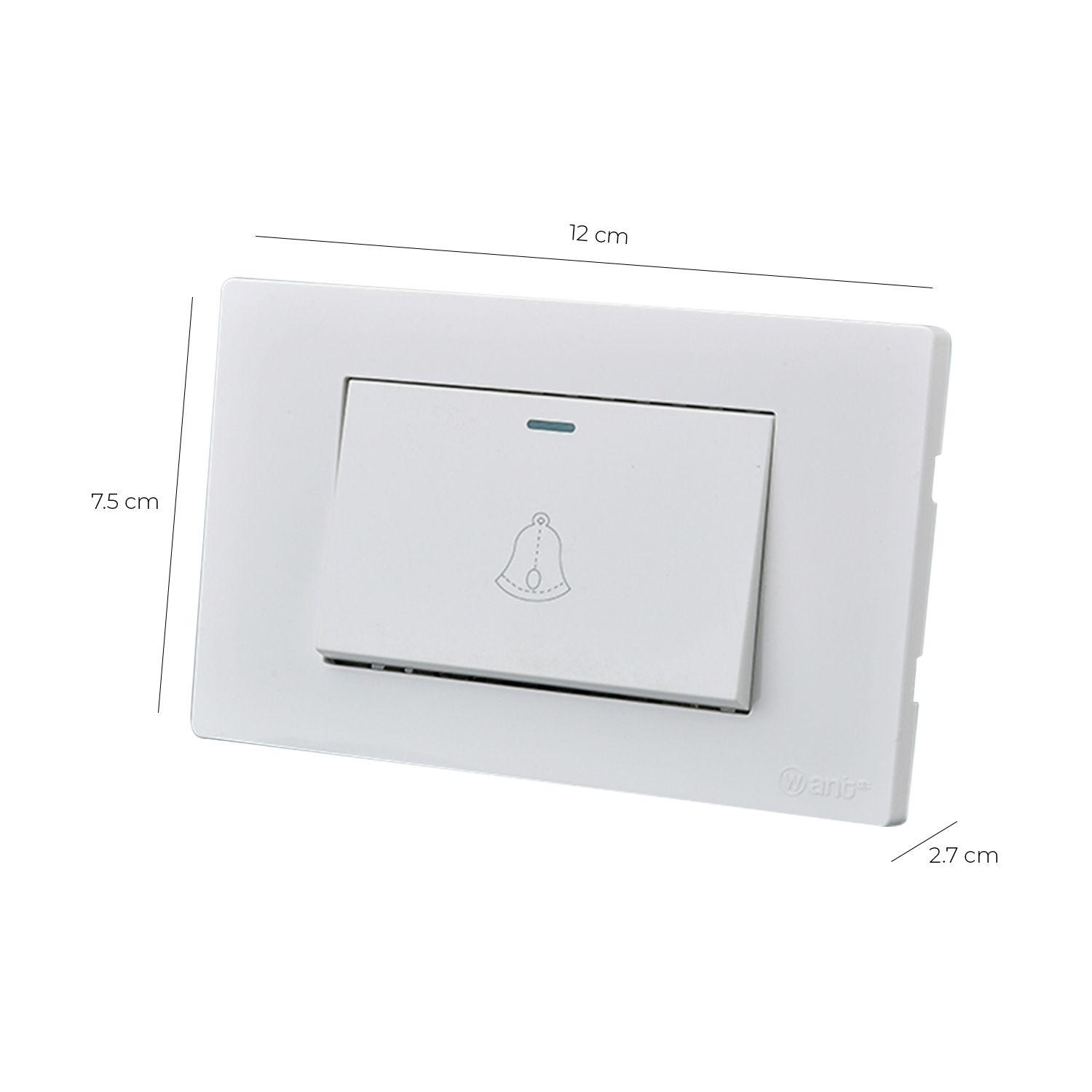 Pack 5 Pulsador Timbre Metálico Simple 10A - Blanco-2