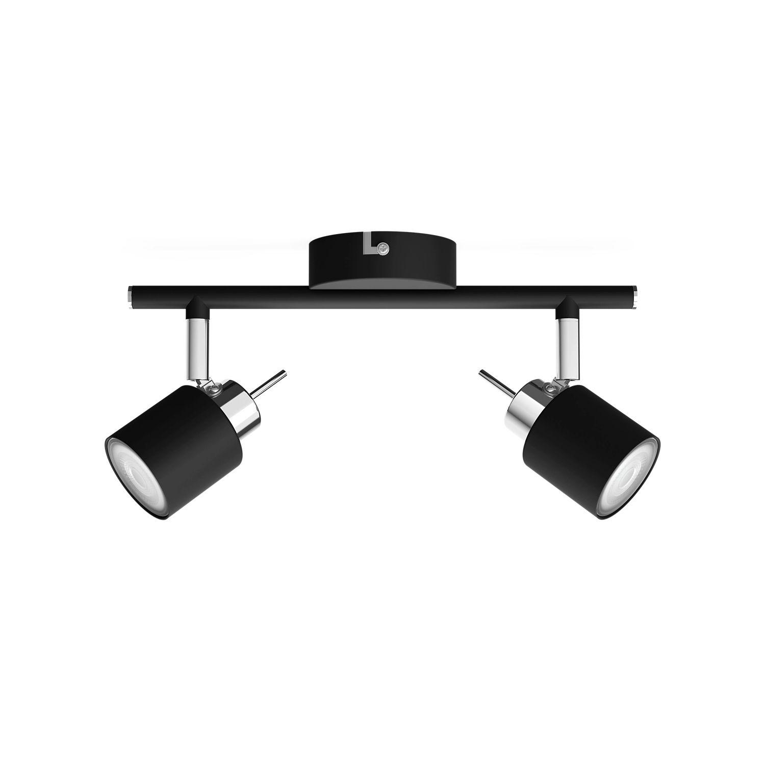 Foco Philips Meranti Spotlight Negro x2 GU10 Incluye Ampolletas Cálida -0