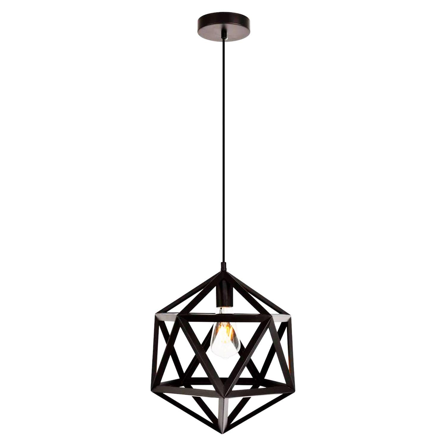 Lámpara Colgante Diseño Geométrico Leven Negro E-27 Ampolleta Fría-0