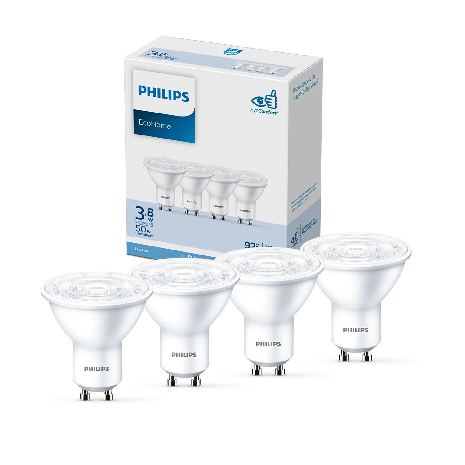 Pack 8 Ampolleta Philips Eco LED 3.8W GU10 - Frío-2