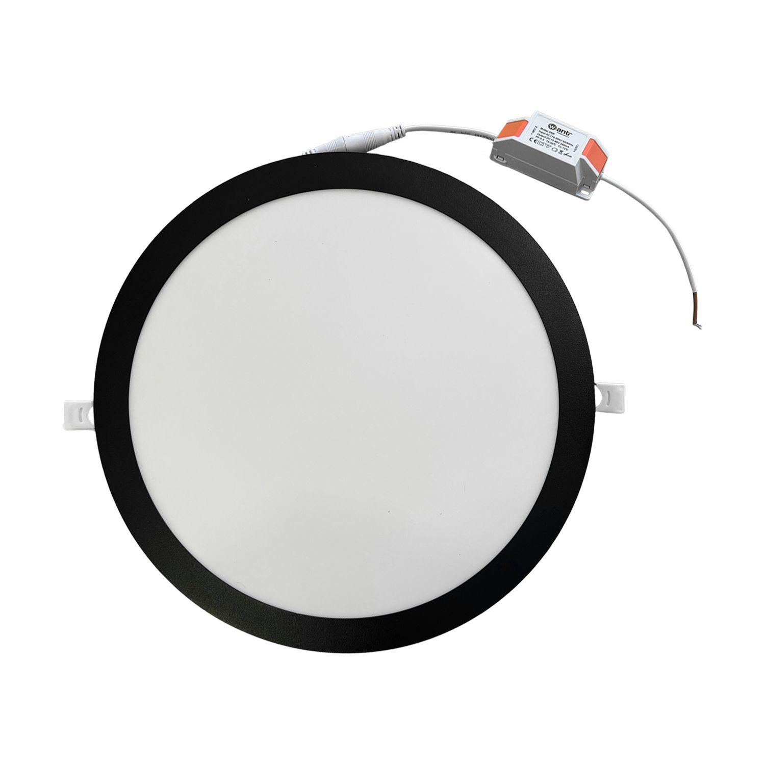 Panel Redondo LED Embutido Negro 24W - Cálido-4