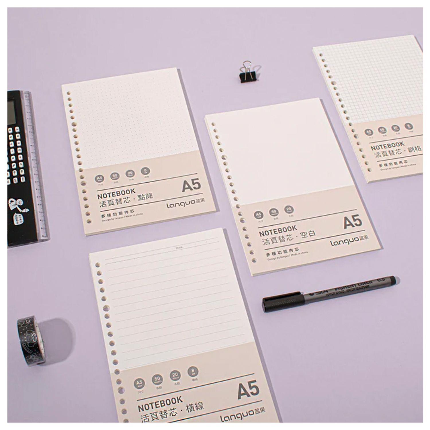 Pack 3 Repuestos Hojas Anilladas Tipo Binder A5 Diseño Cuadros-2