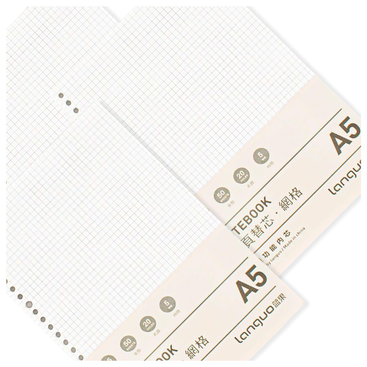 Pack 3 Repuestos Hojas Anilladas Tipo Binder A5 Diseño Cuadros-4