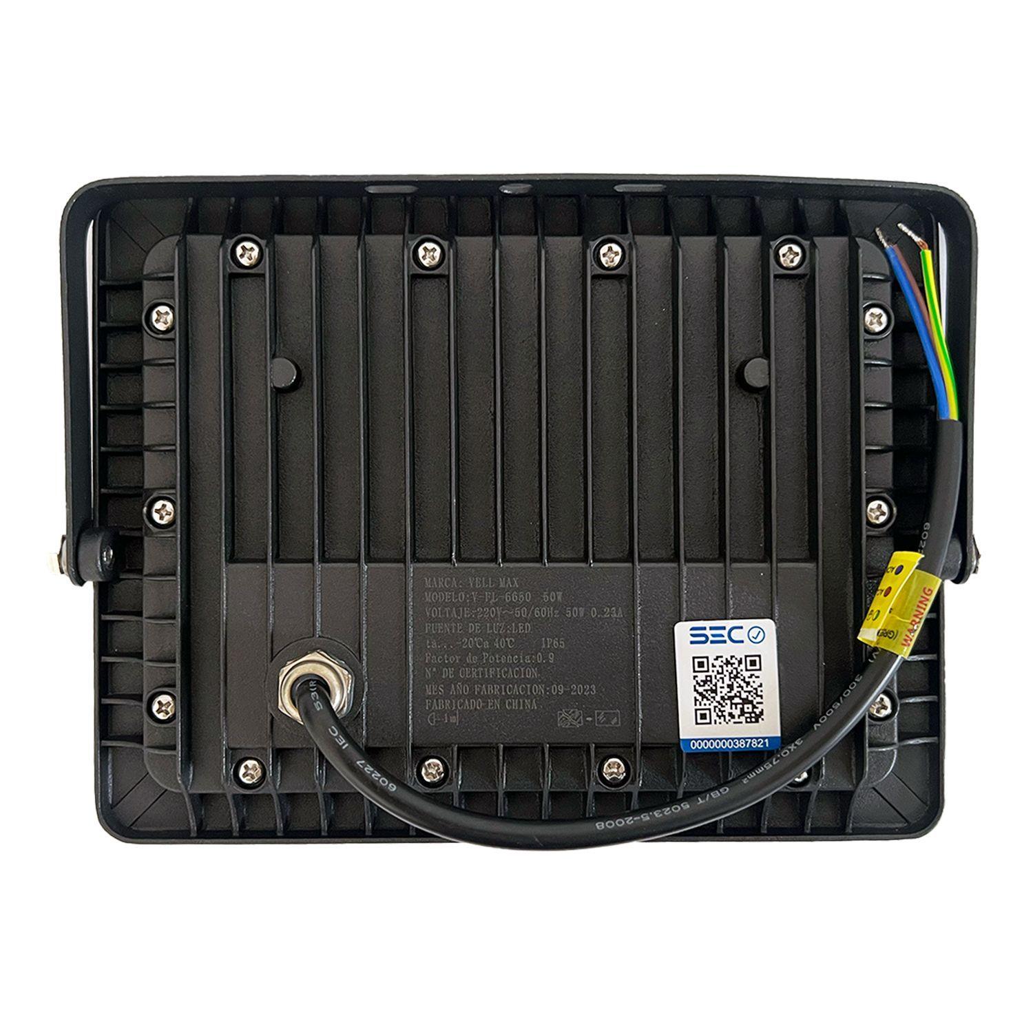 Proyector LED Slim 50w VFL6650 Negro Luz Fría SEC-4