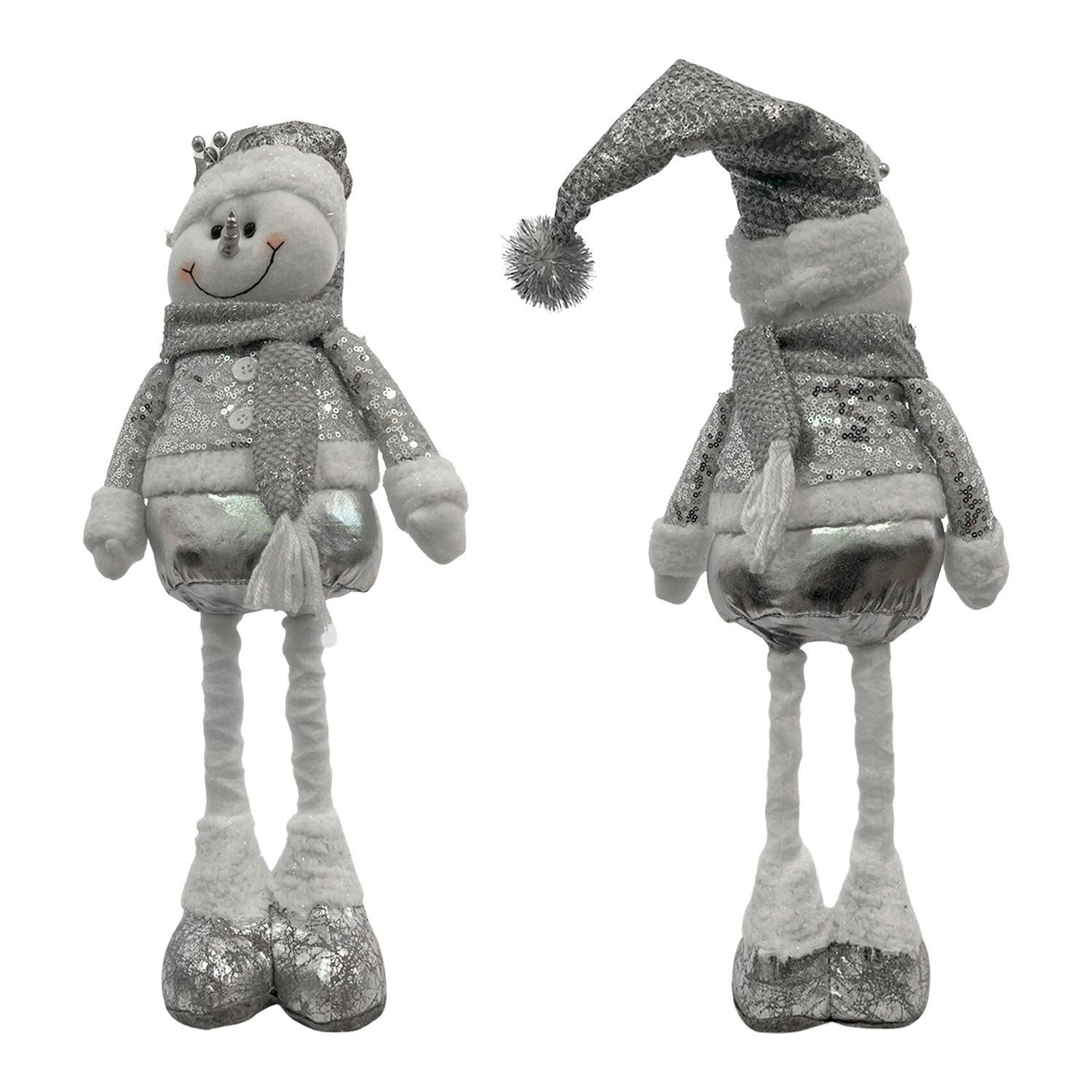 Mono de nieve Navidad Patas Largas Plateado 35 cm-3