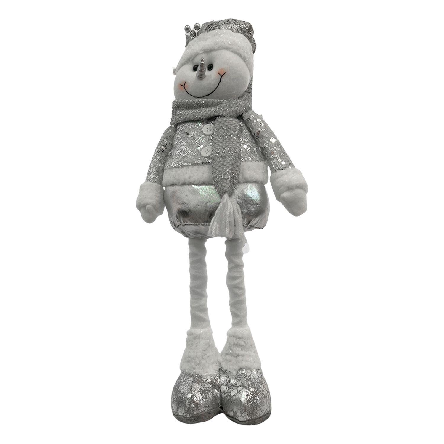 Mono de nieve Navidad Patas Largas Plateado 35 cm-0