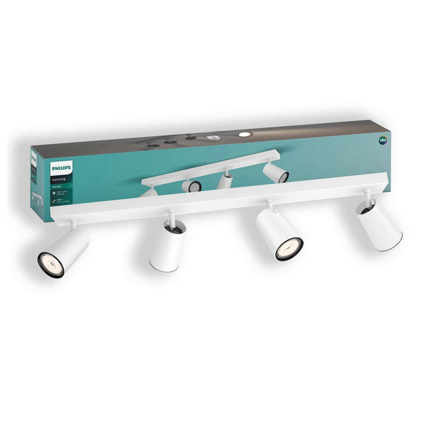 Foco Philips Pasley Spotlight Blanco x4 GU10 Ampolletas Cálido-2