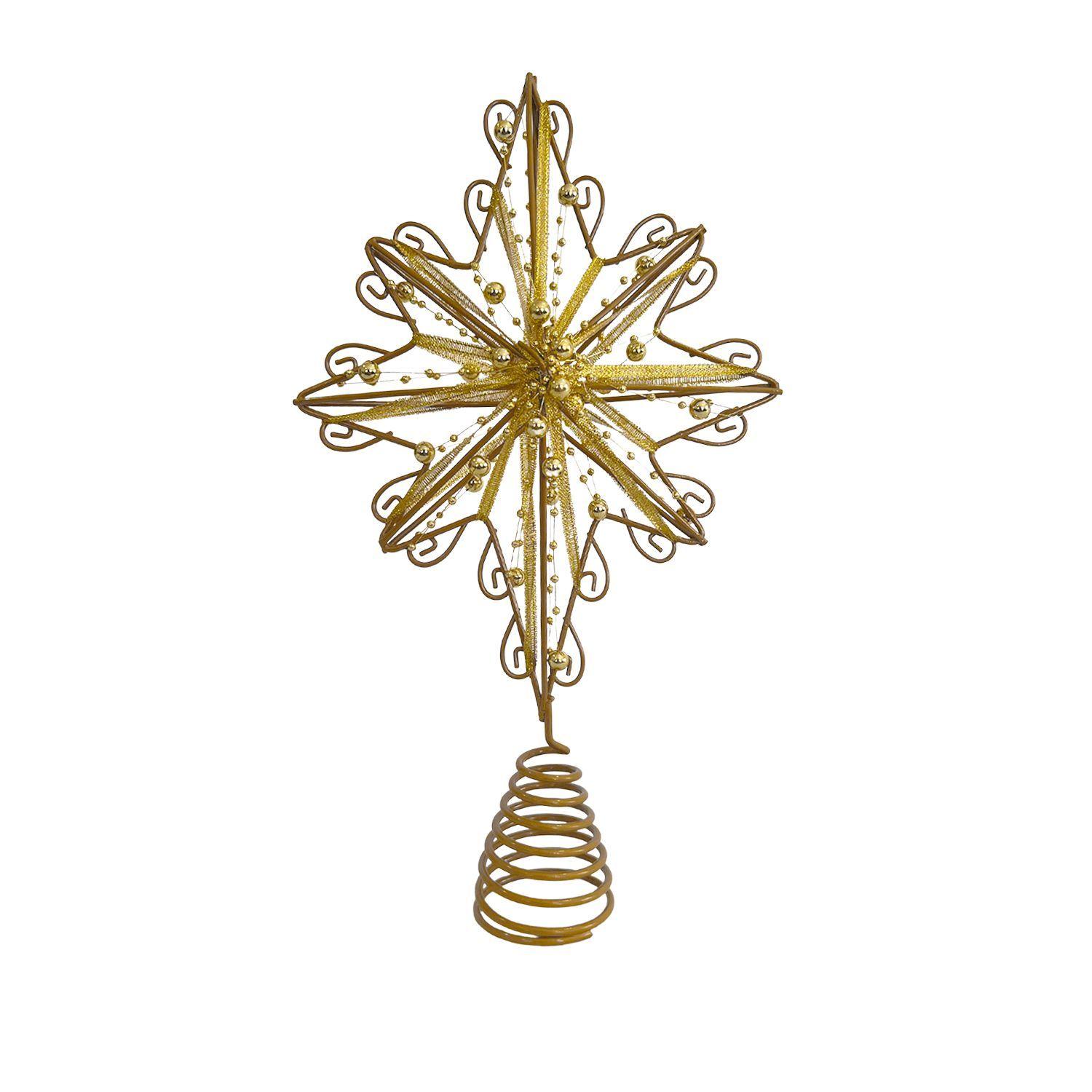 Estrella Decorativa Navidad Dorado 8 puntas Para Árbol-0
