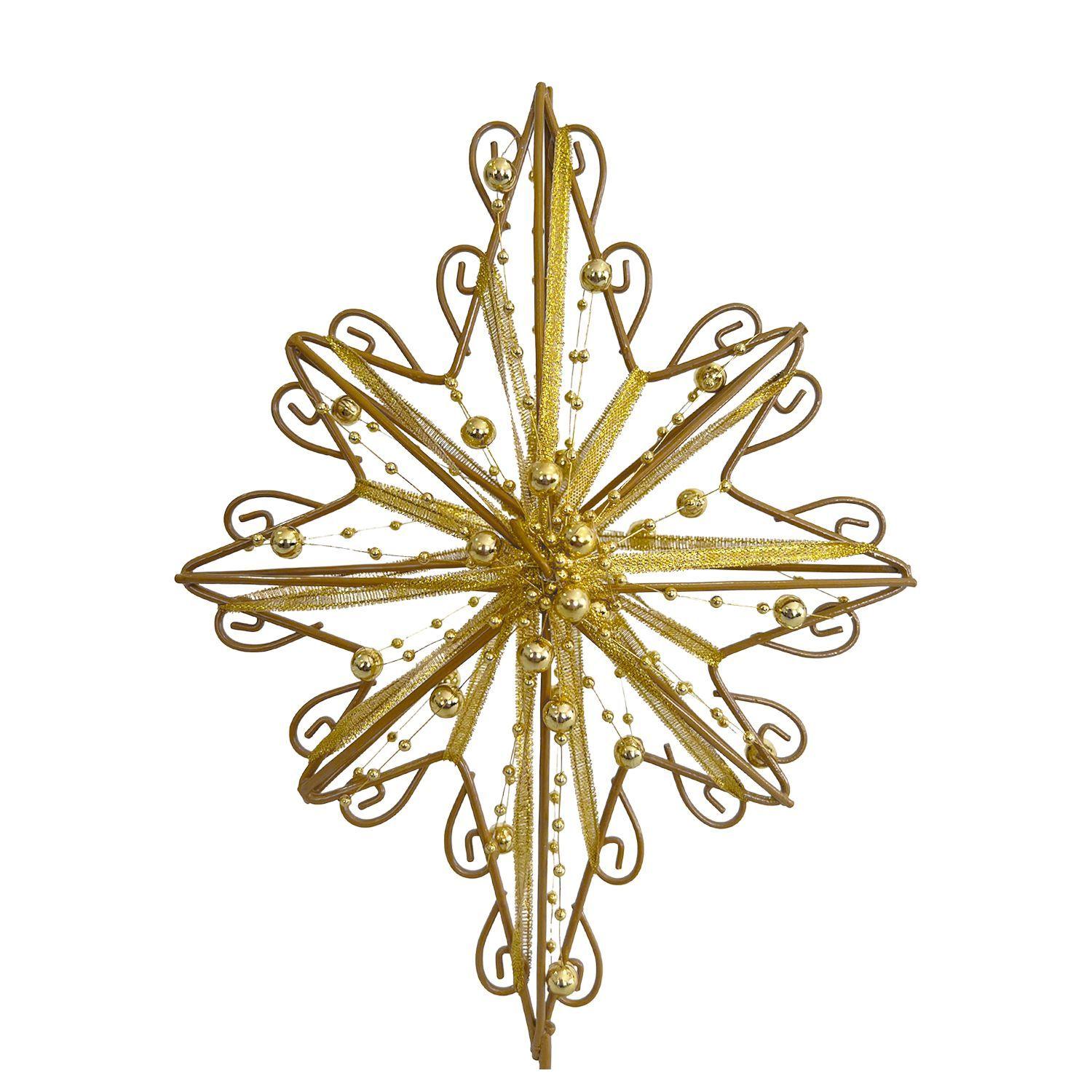 Estrella Decorativa Navidad Dorado 8 puntas Para Árbol-2