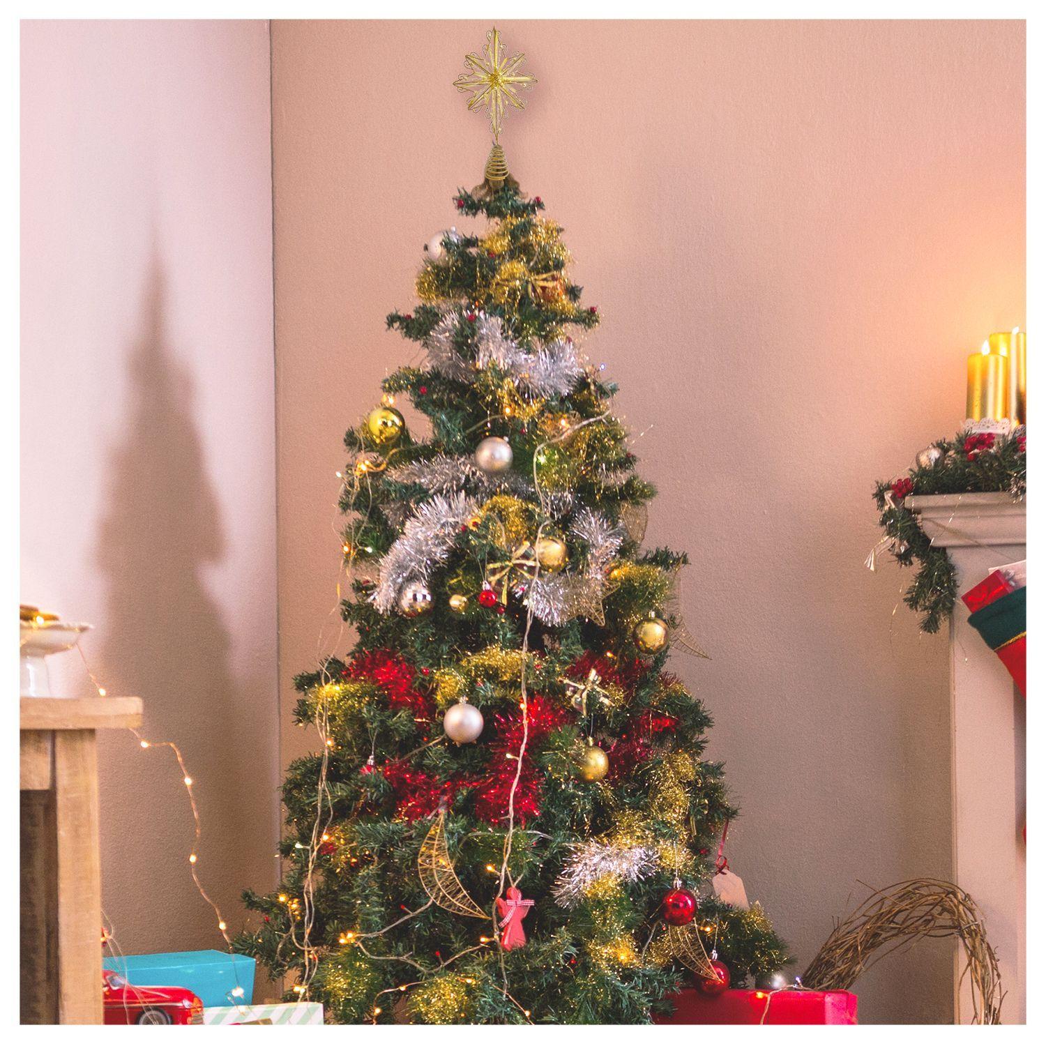 Estrella Decorativa Navidad Dorado 8 puntas Para Árbol-5