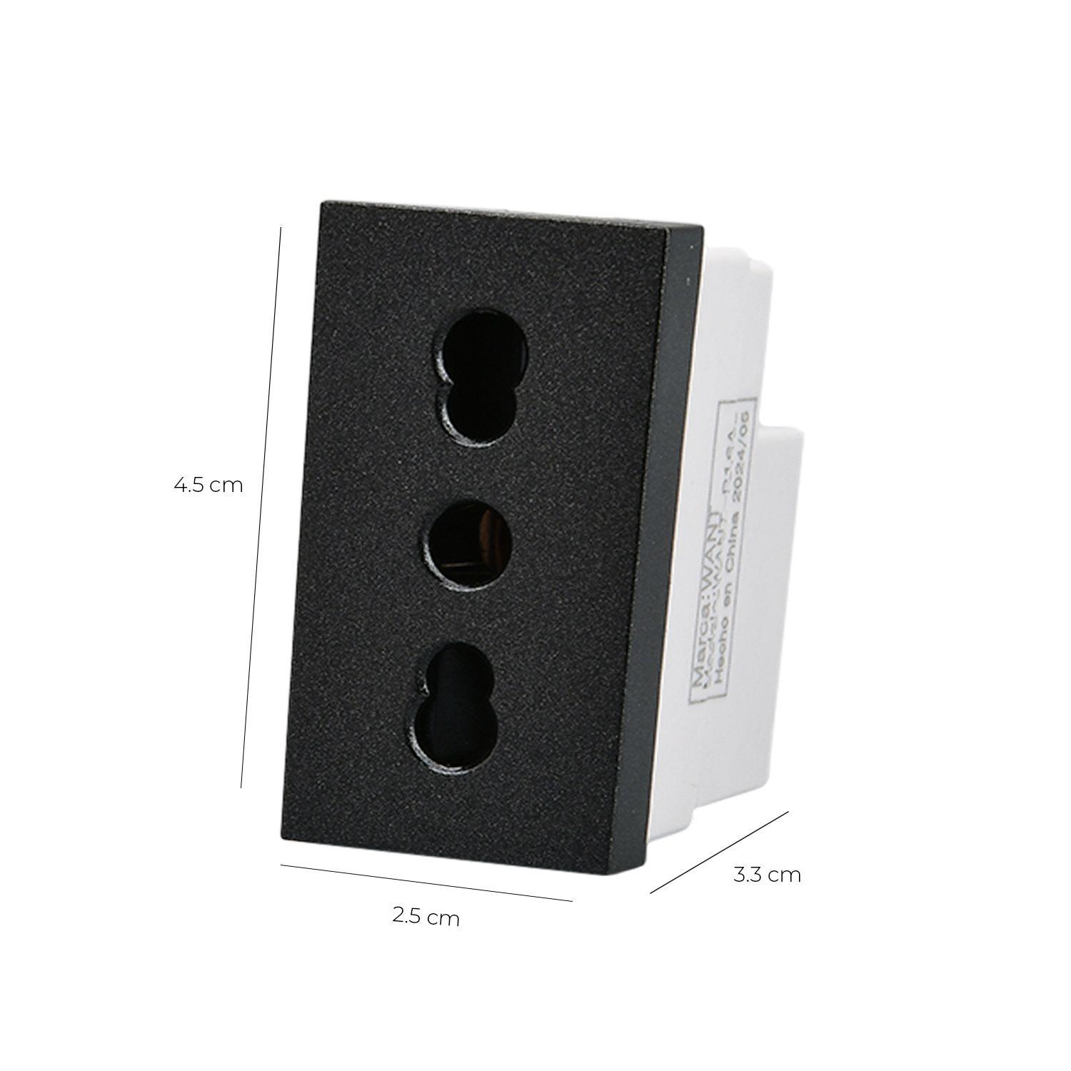 Pack 20 Módulo Tomacorriente Metálico 16A - Negro-2