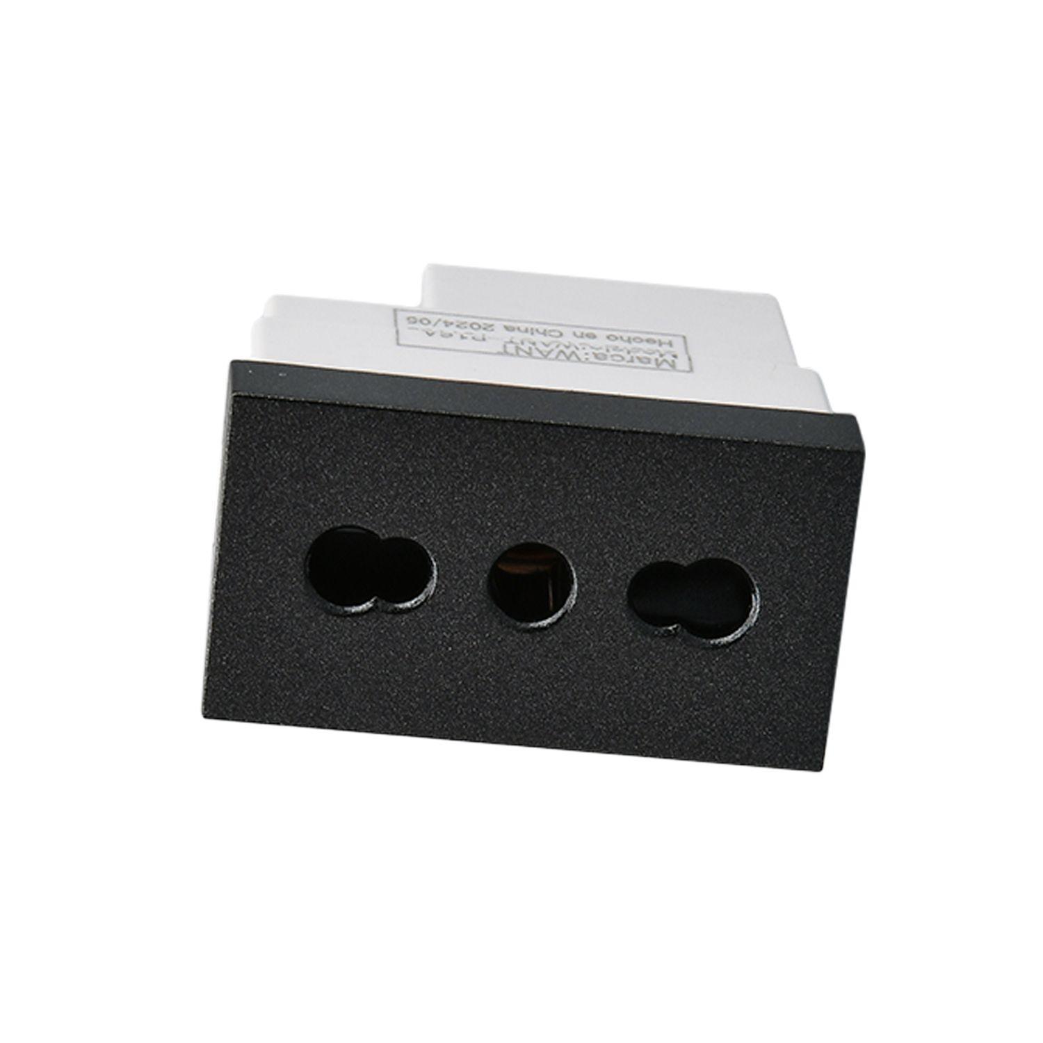 Pack 20 Módulo Tomacorriente Metálico 16A - Negro-3