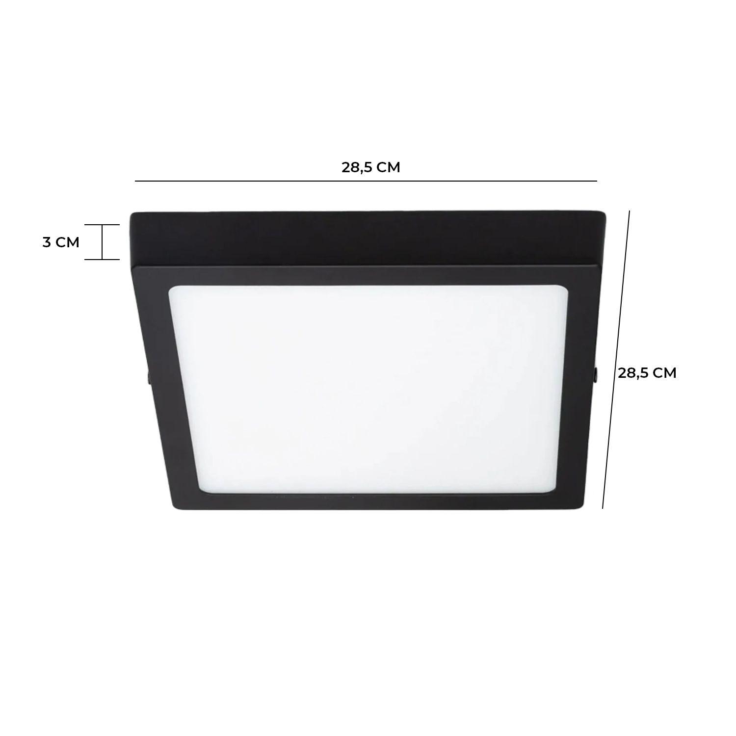 Pack 3 Panel LED Sobrepuesto Cuadrado Negro PRO 24W Frío-1