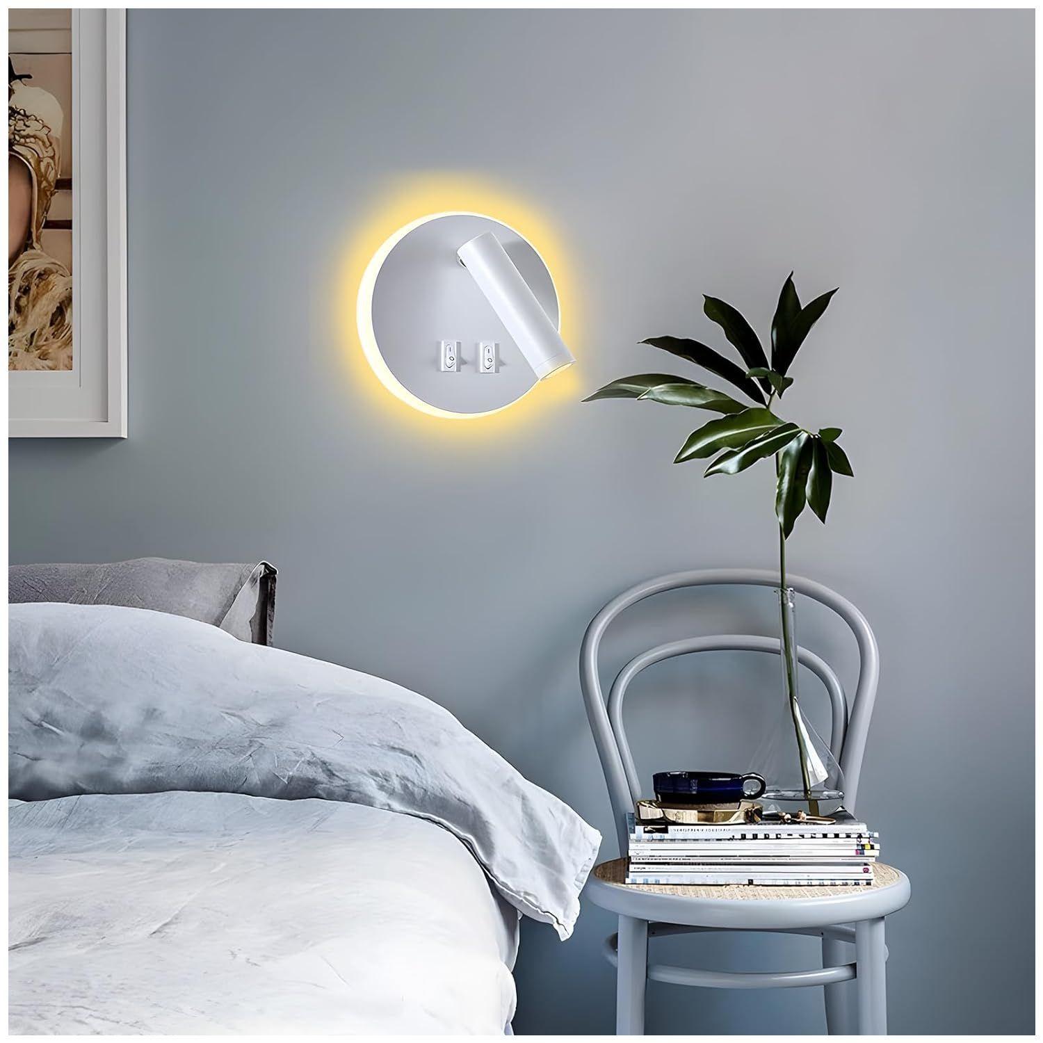 Apliqué Lector LED Round 3W+8W Blanco - Luz Cálida-4