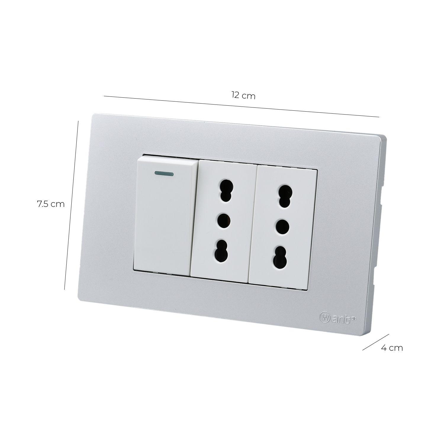 Pack 10 Interruptor 1* 9/12 16A y Tomacorriente 2* 16A - Gris - Blanco-2
