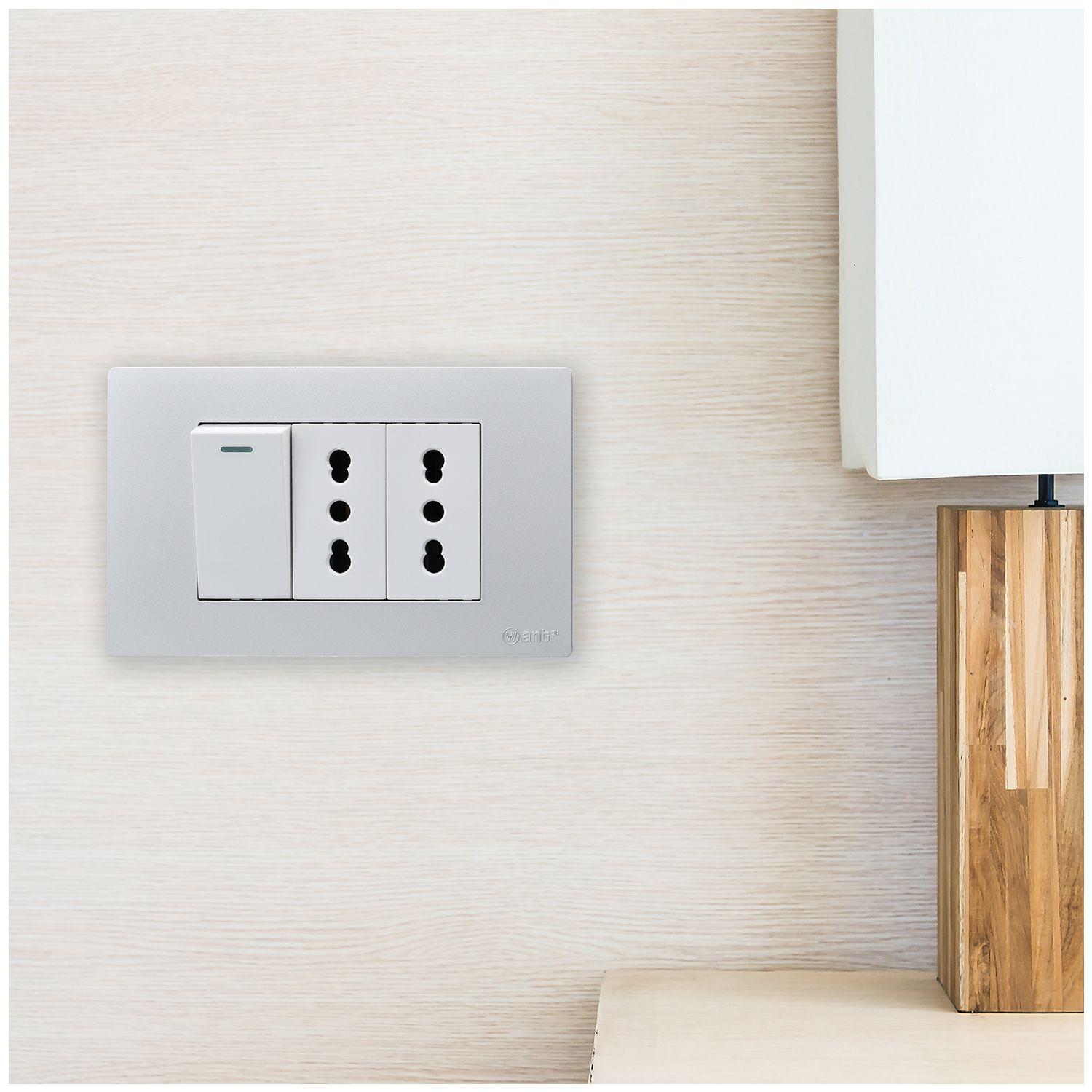 Pack 10 Interruptor 1* 9/12 16A y Tomacorriente 2* 16A - Gris - Blanco-6