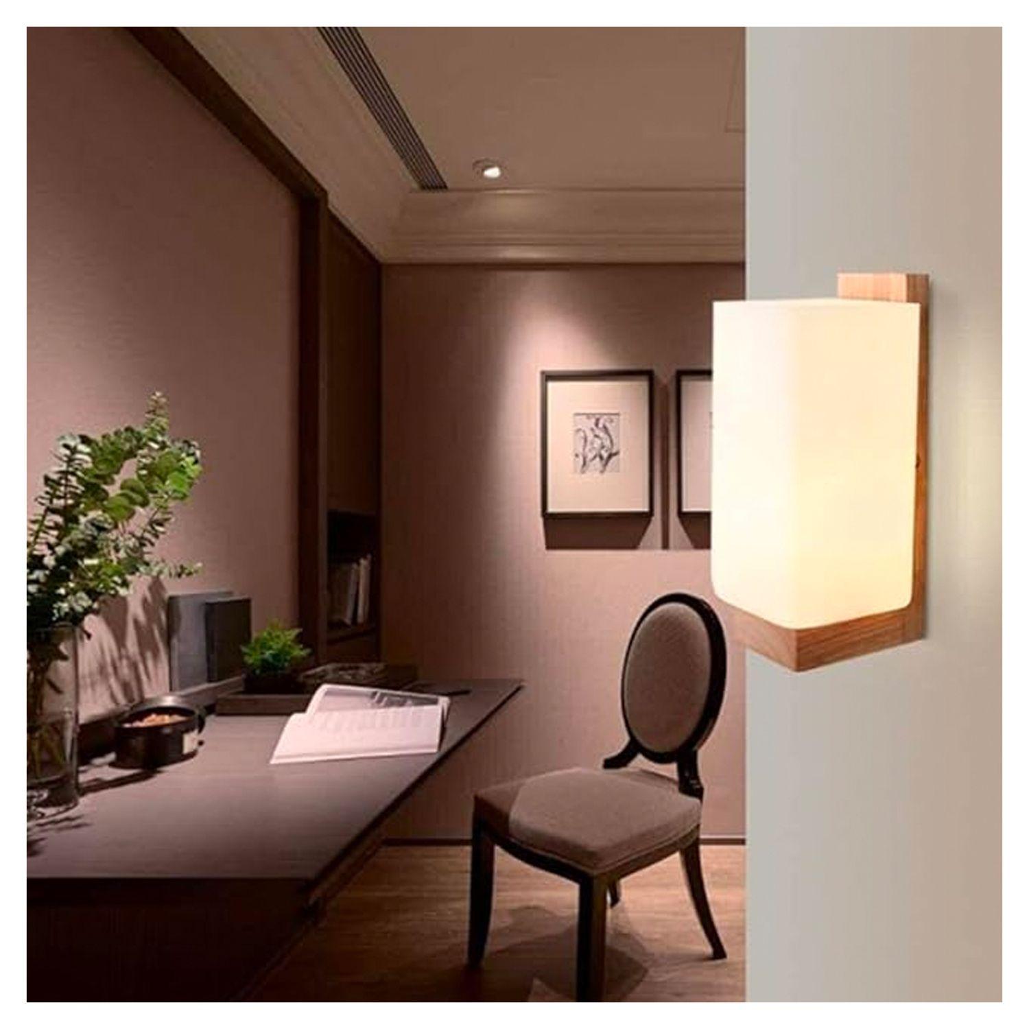 Pack 5 Apliqué de Pared Madera Mond E-27 Blanco Ampolleta Fría-4