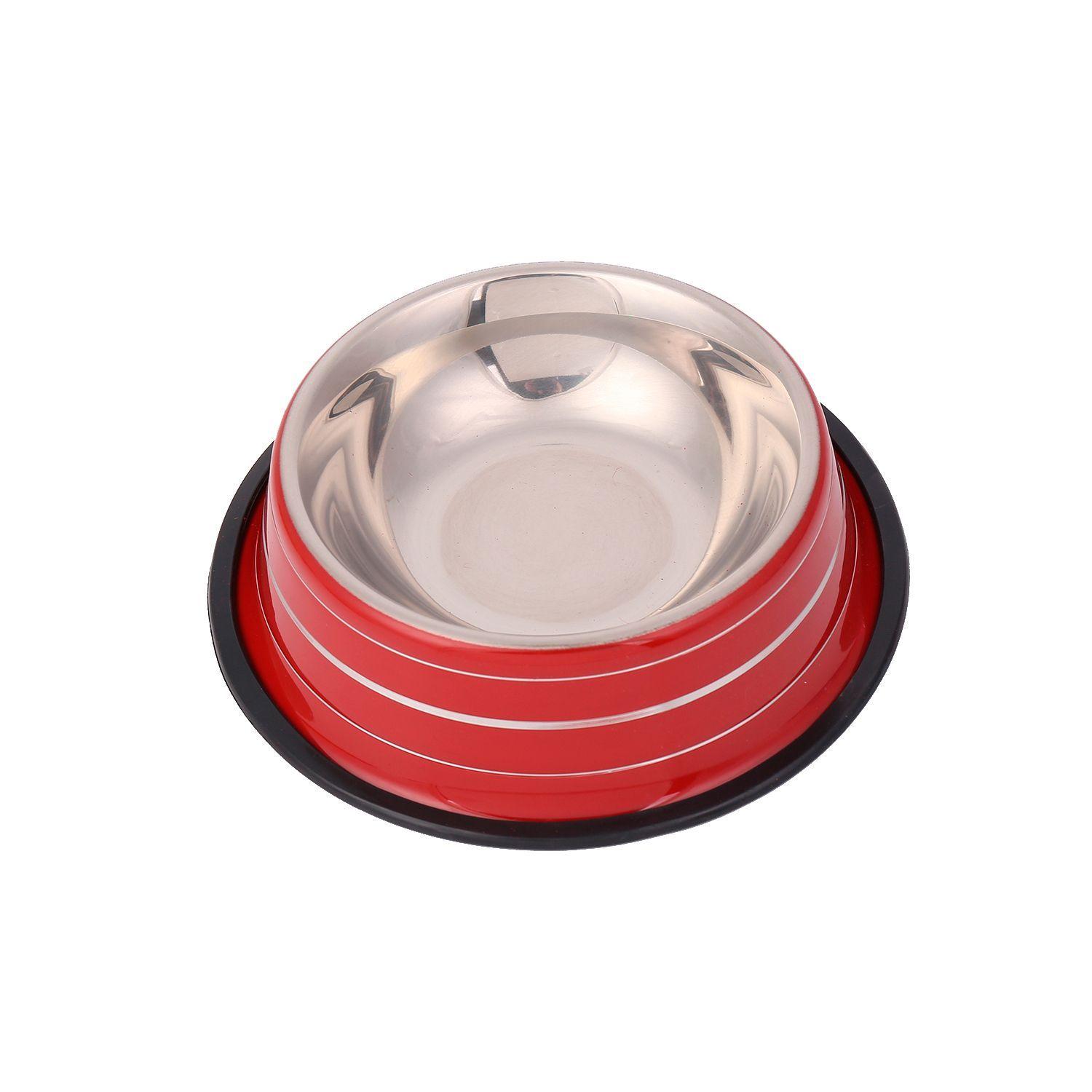 Plato Antideslizante Para Mascotas Mediano Rojo-0