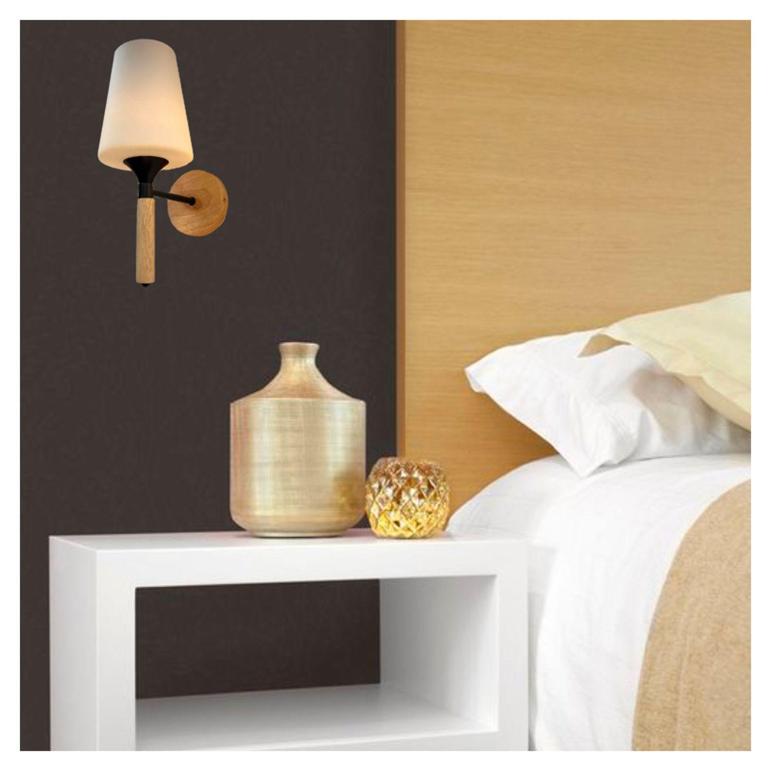 Apliqué de Pared Simple Lusitania Madera E-27 Ampolleta Cálida-3