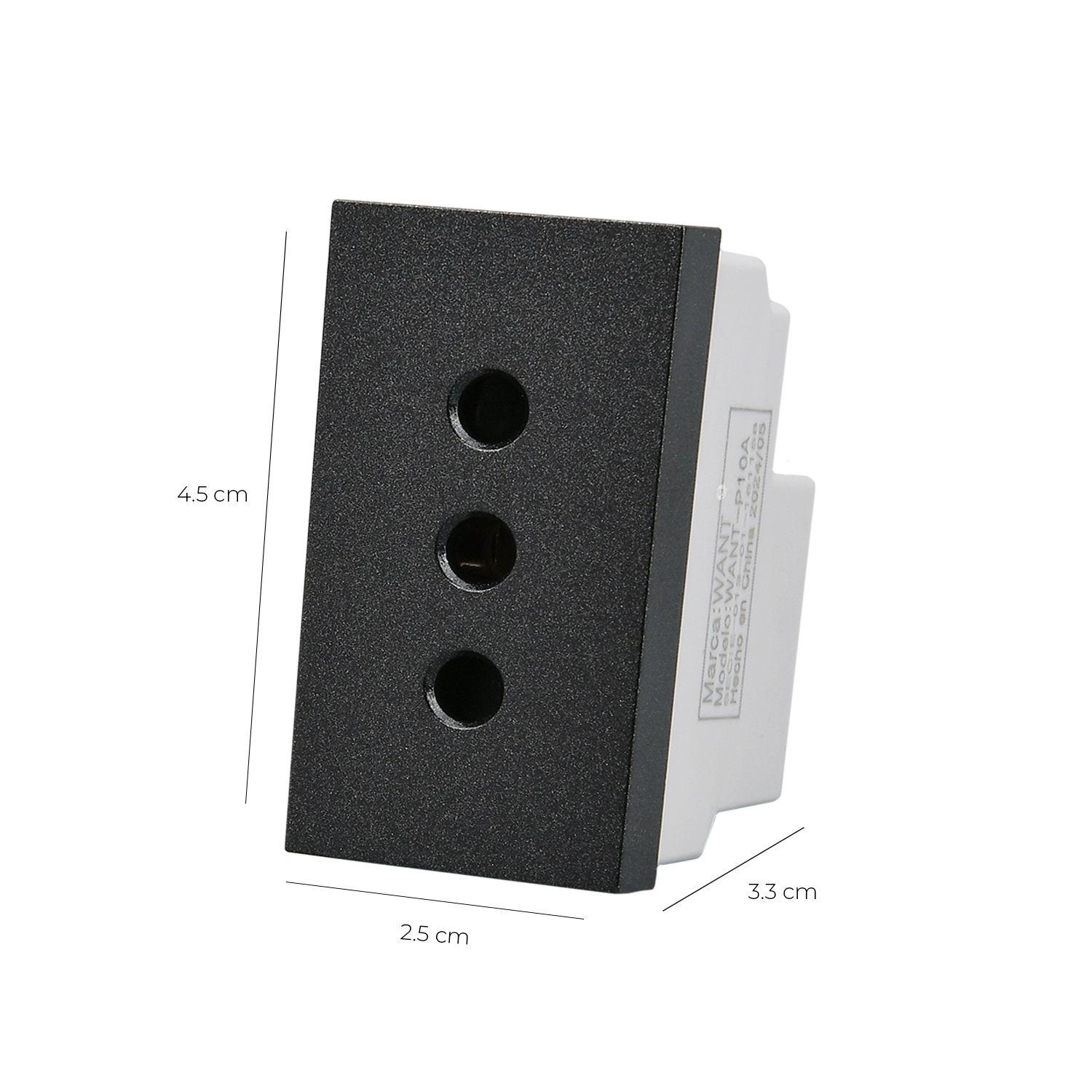 Pack 20 Módulo Tomacorriente Metálico 10A - Negro-2