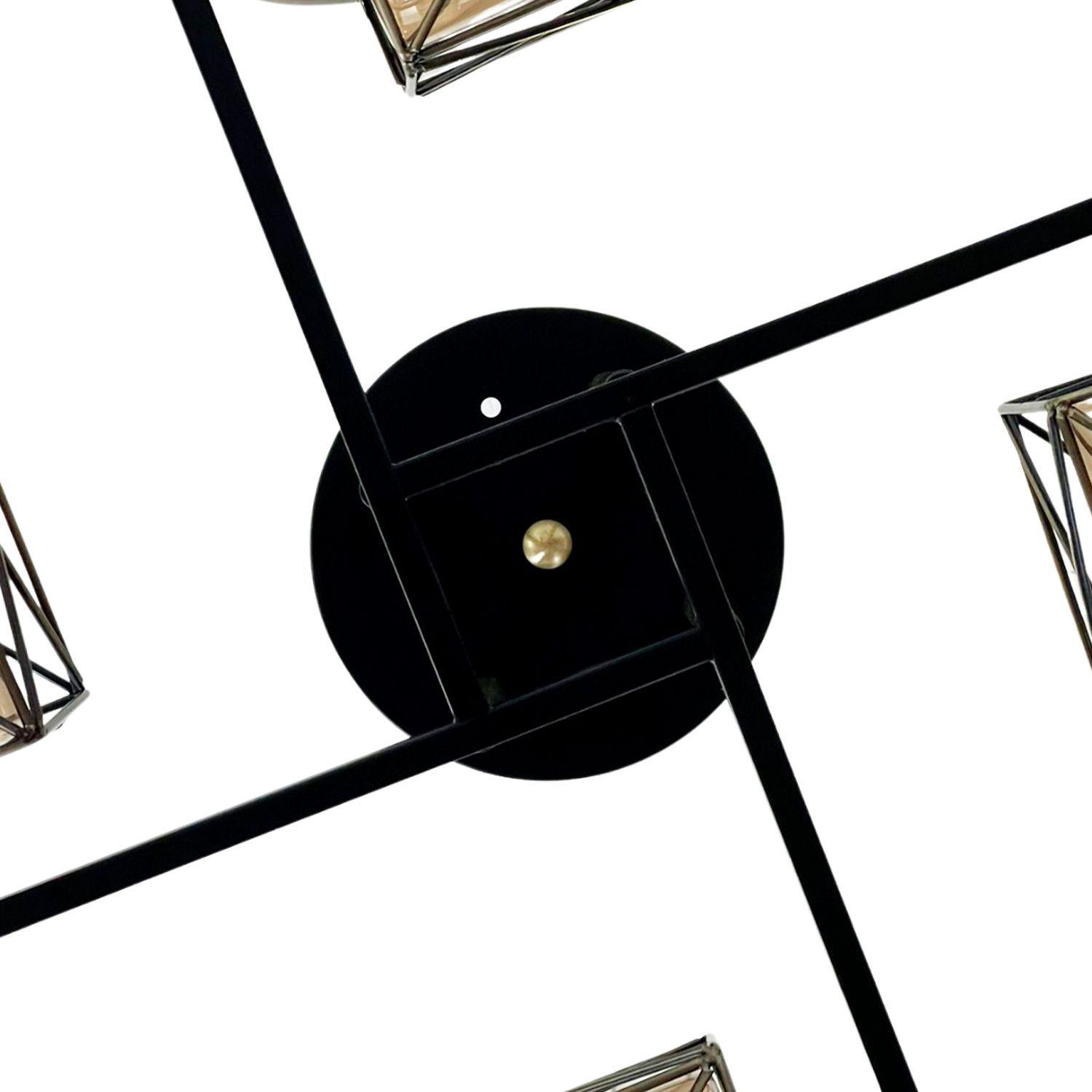 Lámpara de Techo Geométrica Pantalla Vidrio Porta 4xE-27 Incluye Ampolleta Cálida-3