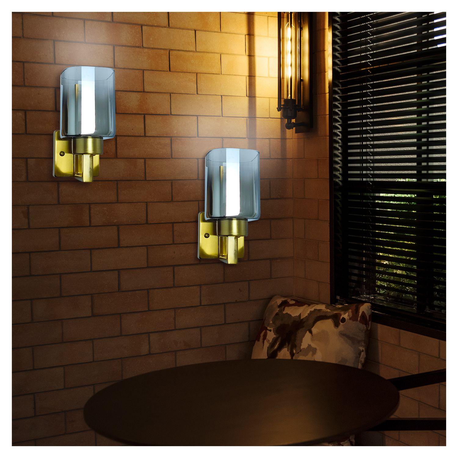 Pack 3 Apliqué Pared Simple Lionrock Dorado Transparente E-27 Ampolleta Cálida-1